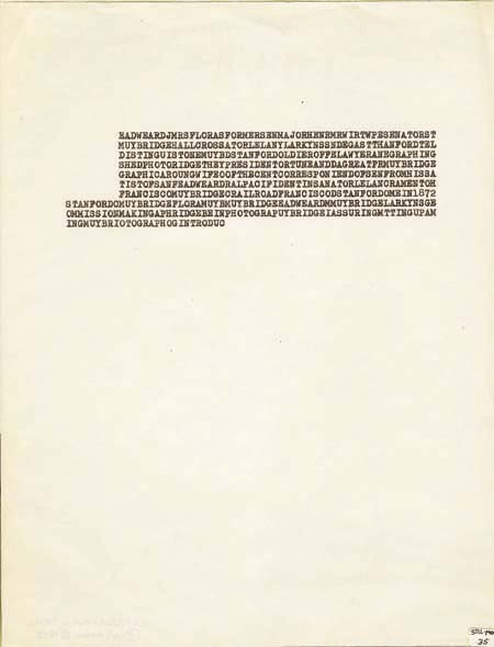 Carl Andre EADWEARDJMRSFLORASFORMERSENMAJORHENRMRWIRTWPESENATORST 1972 from “STILLANOVEL MISC. ORIGINALS” typewriter ink on paper 11 x 8 1-2 inches (28 x 21.5 cm) signed _ dated verso “STILLANOVEL TRIAL” 1972 (STIL-MO 35) CA-143-P.jpg