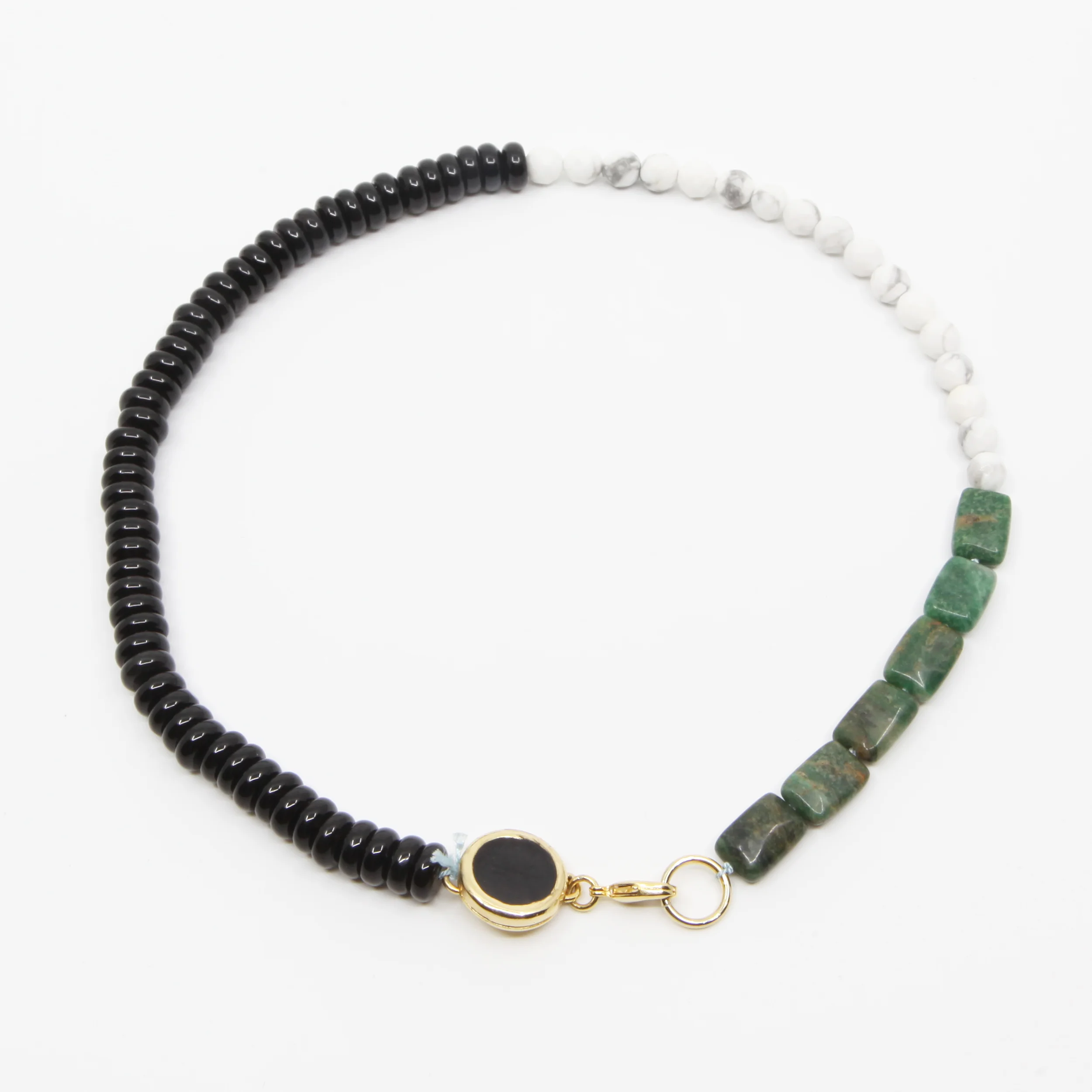 A. Carnevale Beaded Necklace in Green/Black | Abby Carenvale Jewelry | New York, NY