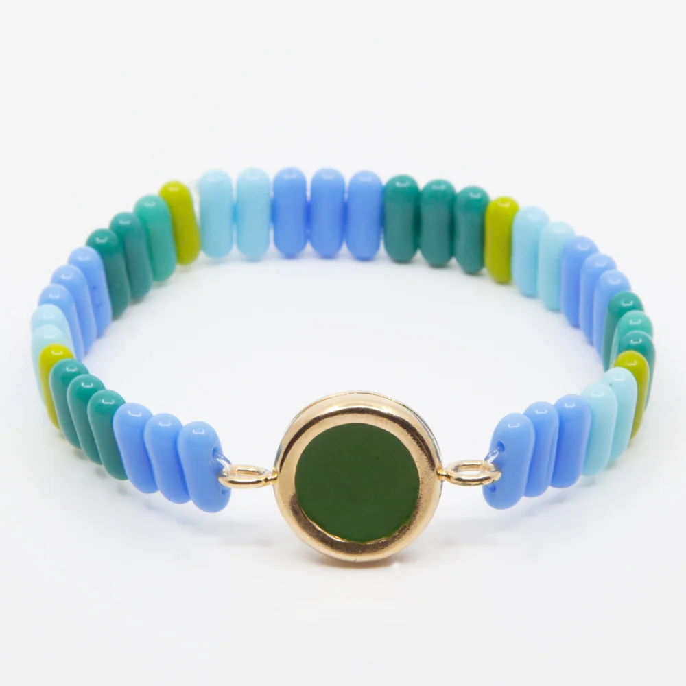 A. Carnevale Glass Bead Elastic Bracelet in Blue | Abby Carnevale Jewelry | New York, NY