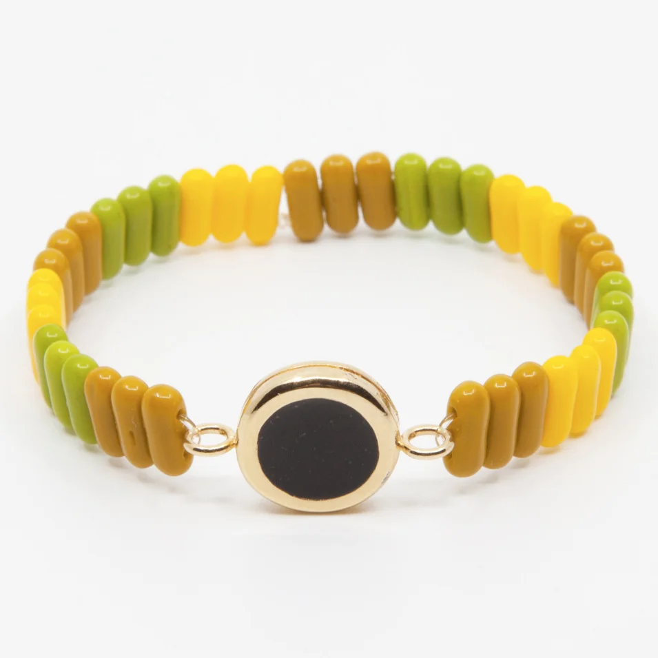 A. Carnevale Glass Bead Elastic Bracelet in Yellow | Abby Carnevale Jewelry | New York, NY