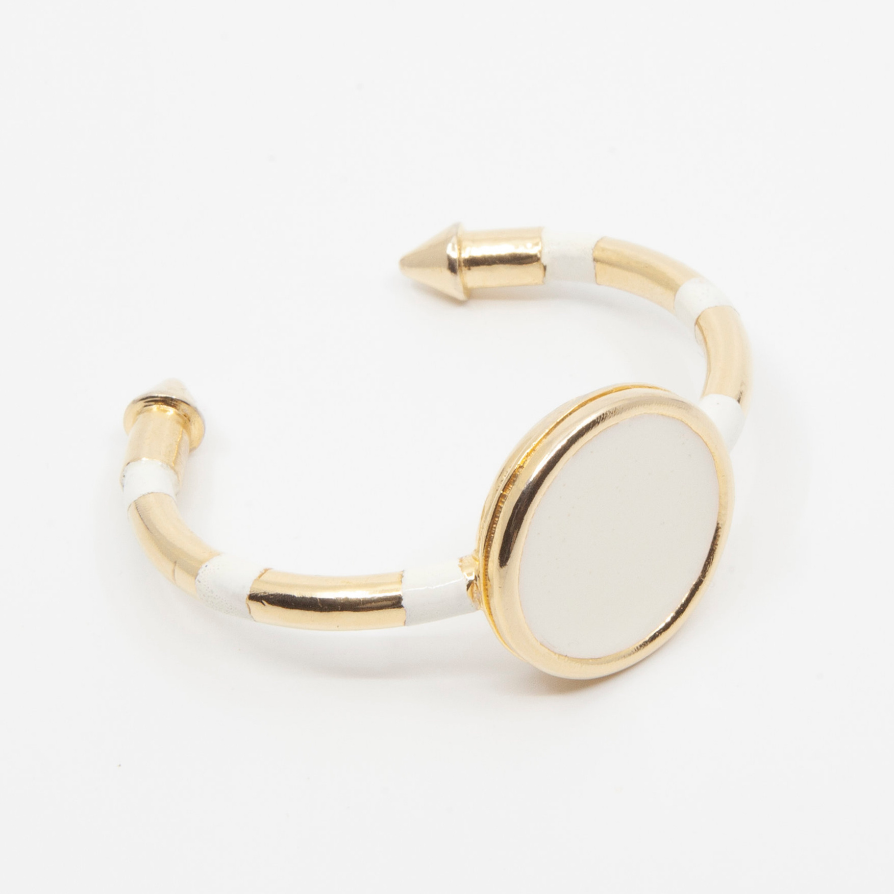 A. Carnevale Striped Cuff with Disc in Gold/White | Abby Carnevale Jewelry | New York, NY