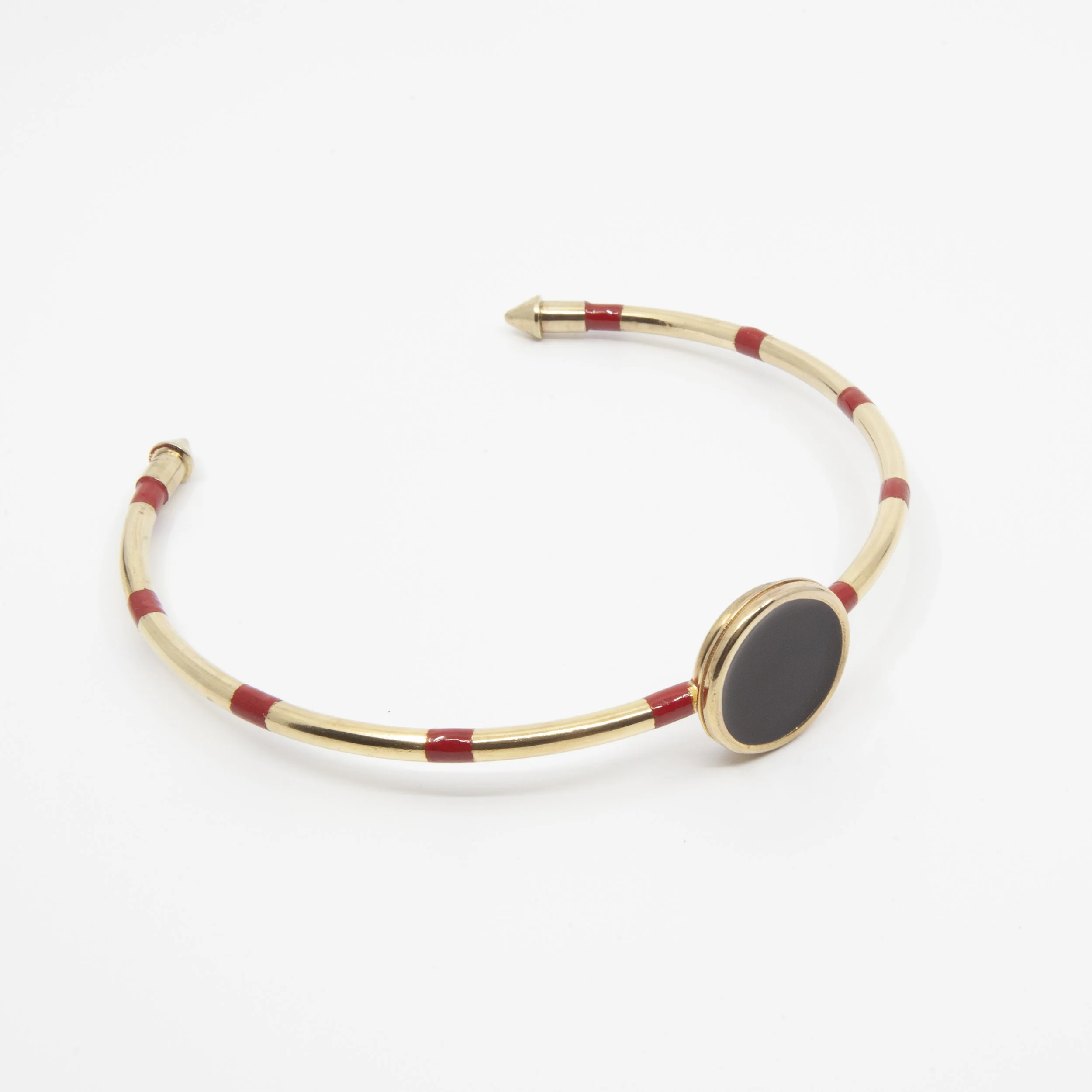A. Carnevale Striped Neckcuff with Disc in Gold/Black & Red | Abby Carnevale Jewelry | New York, NY