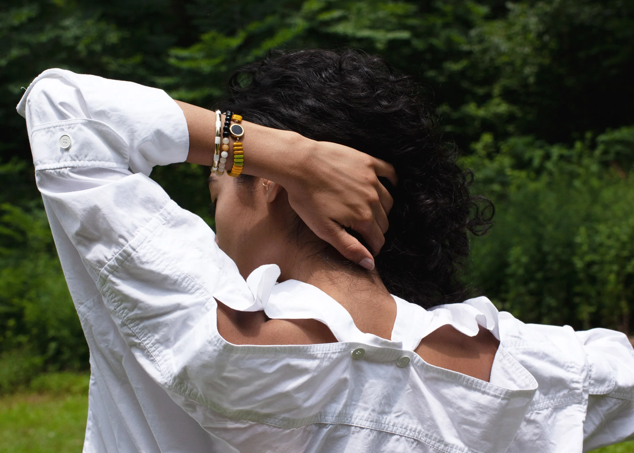A. Carnevale Glass Bead Elastic Bracelet in Yellow | Abby Carnevale Jewelry | New York, NY