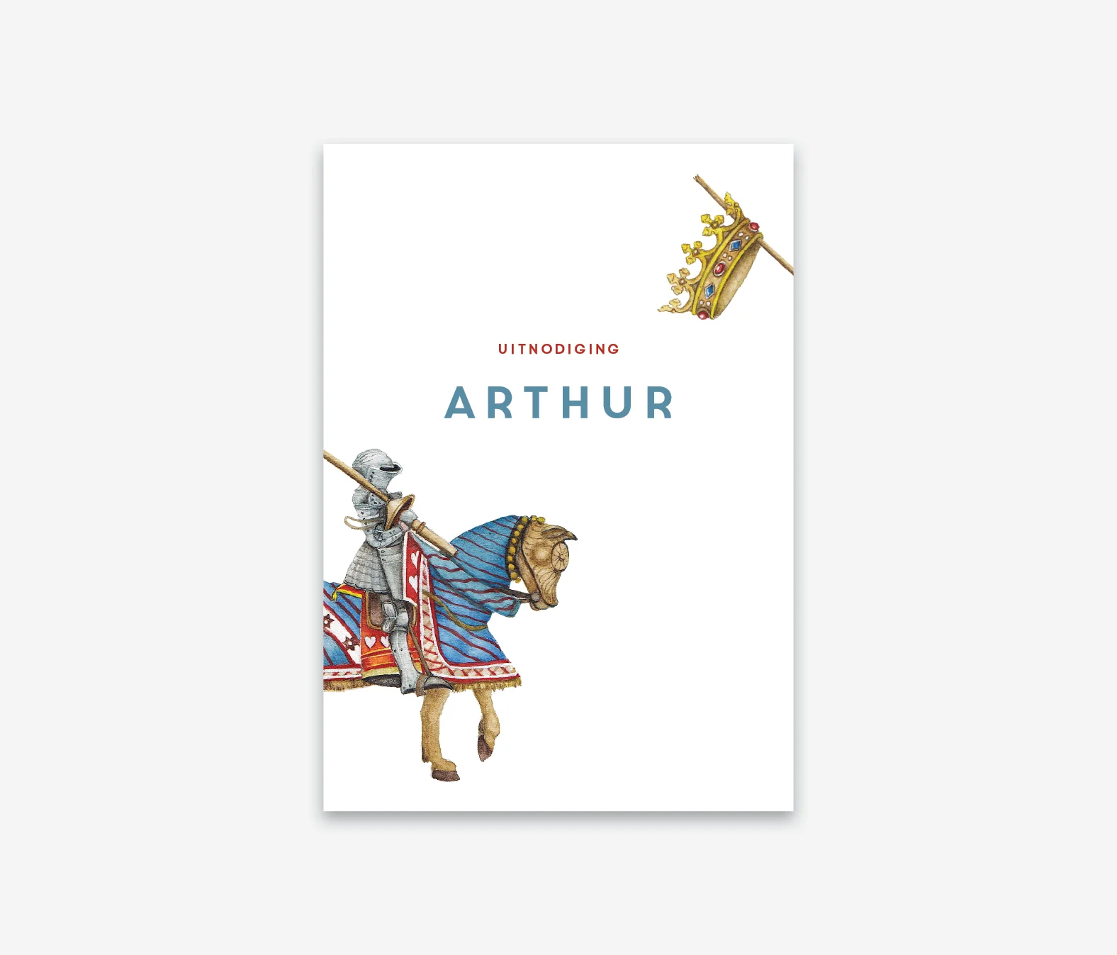 Babyborrelkaartje Ridder thema (vanaf 50ex.)