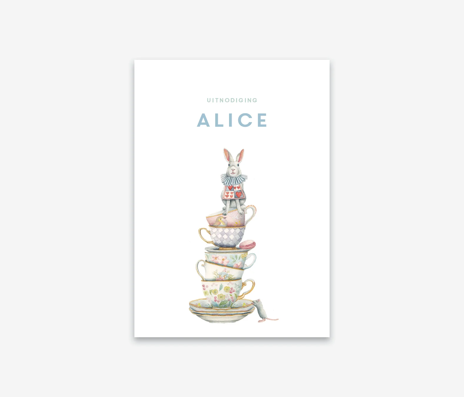 Babyborrelkaartje Alice in wonderland thema (vanaf 50ex.)