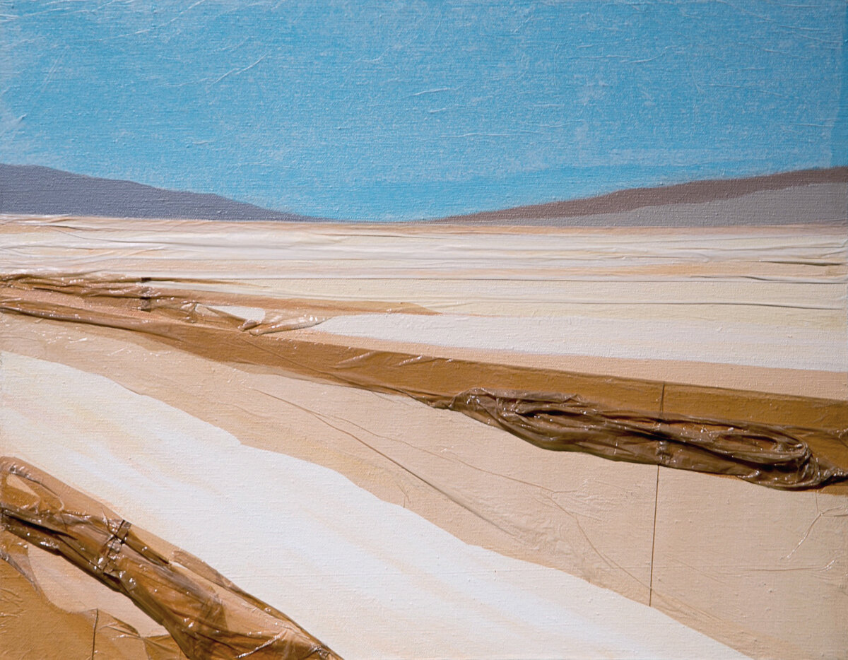   Salt Flats . 2013  Plastic bags &amp; acrylic on canvas  15.75 x 20 inches 