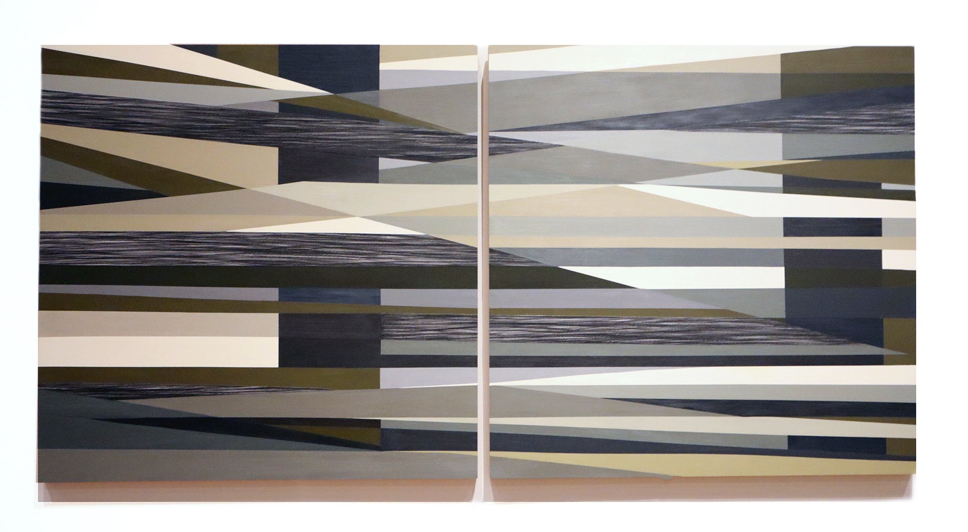   Fence Posts (Texas) . 2023. Acrylic paint, graphite &amp; paper on panel. 36 x 72 inches 