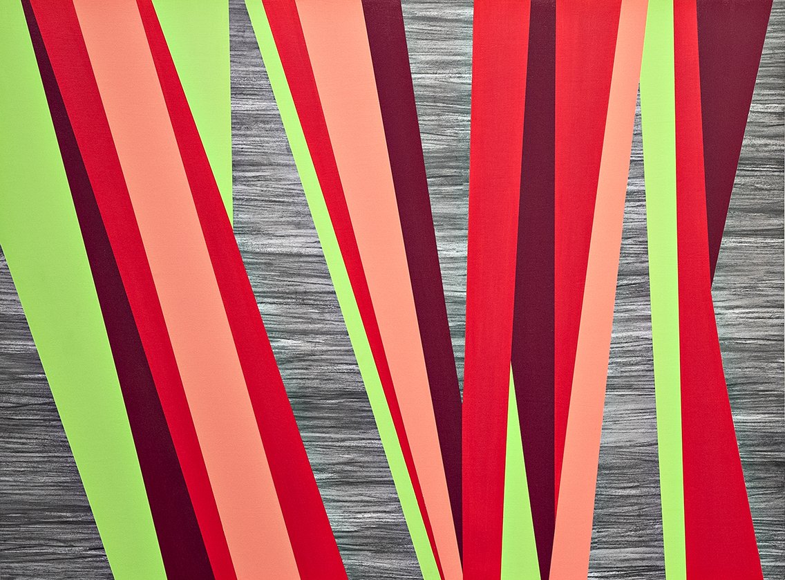   Highway Flowers . 2025. Acrylic paint, graphite &amp; paper on panel. 40 × 30 inches. 