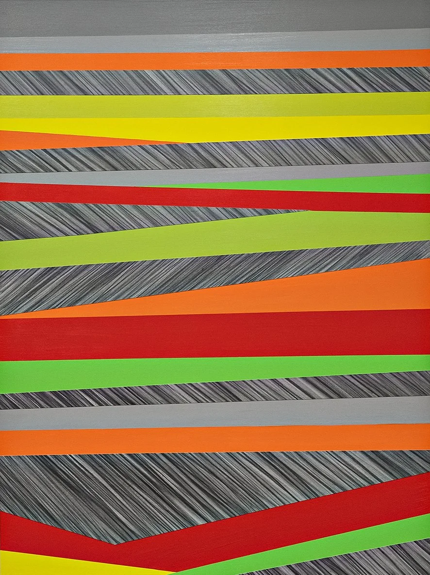   Remember Spring , 2025. Acrylic paint, graphite &amp; paper on panel. 40 × 30 inches. 