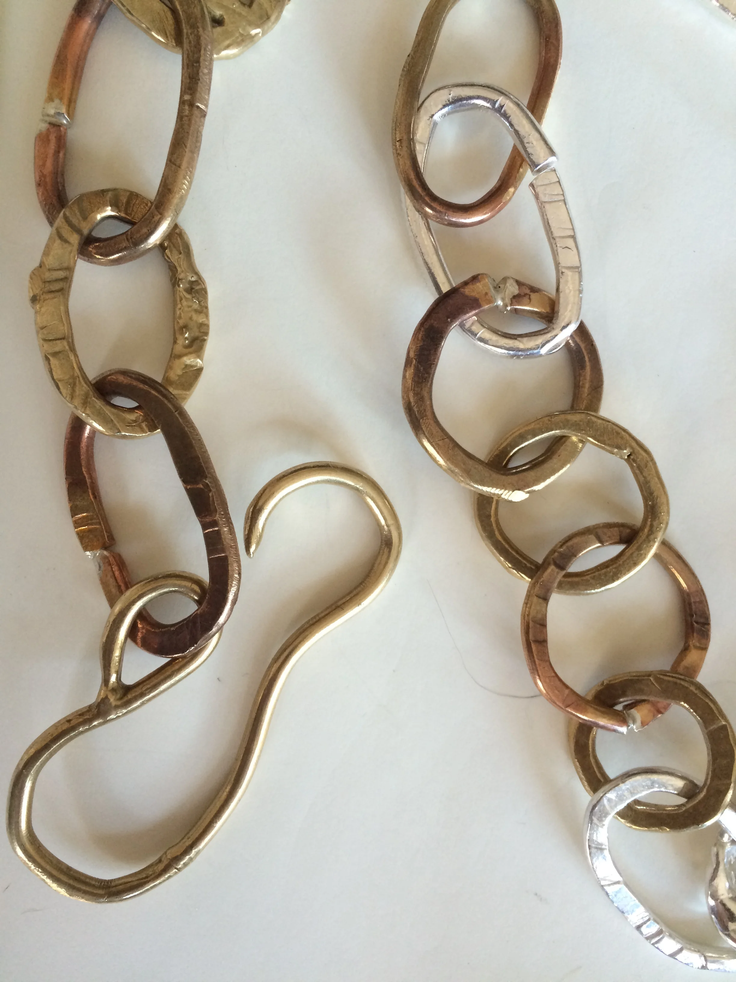 Detail Chain Link Necklace Sterling Silver and Burned Brass.JPG