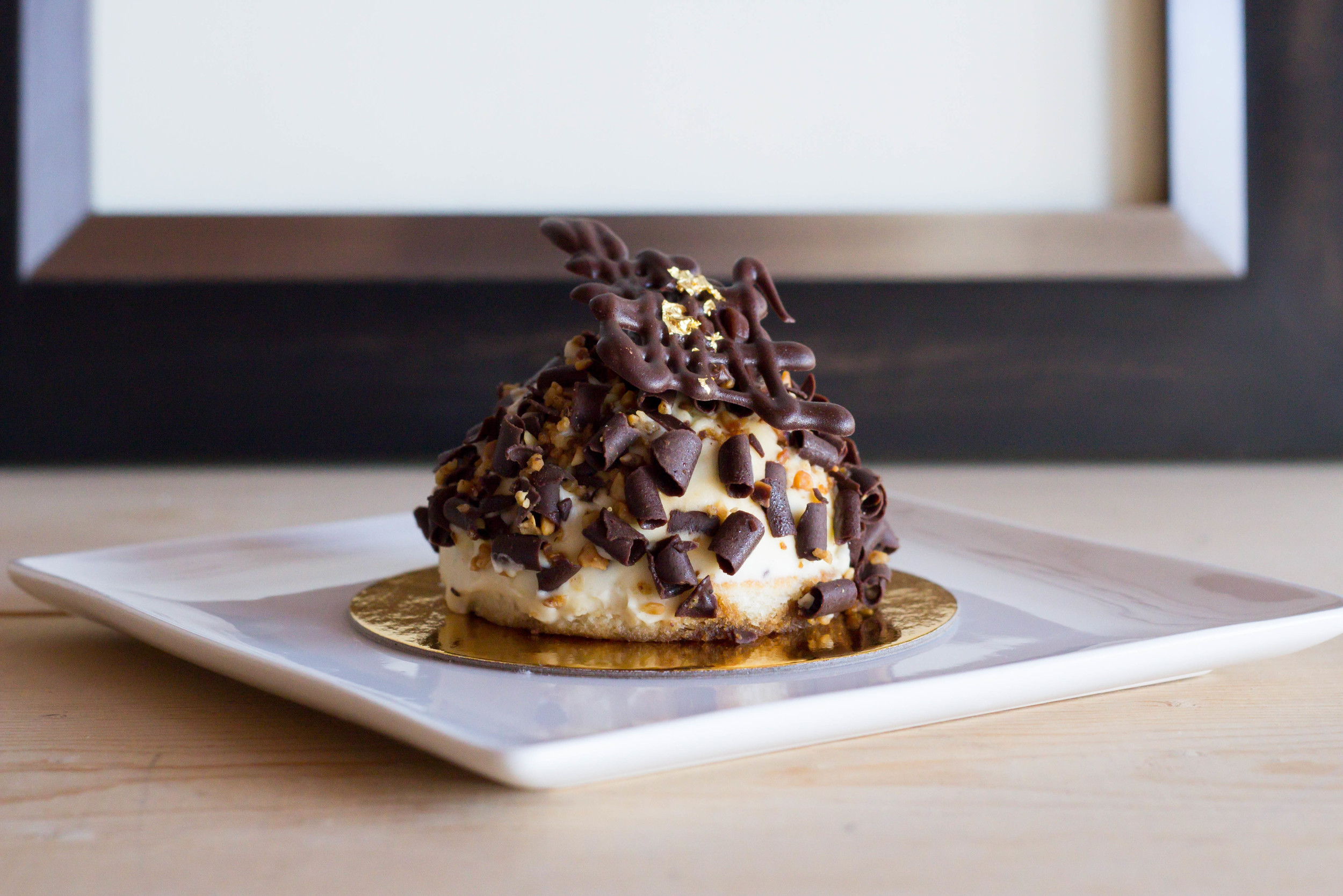 Pick Me Up - Marscapone Mousse, Espresso Soaked Yellow Cake, Coffee Liquor & Rum, Candied Hazelnuts, Chocolate Curls