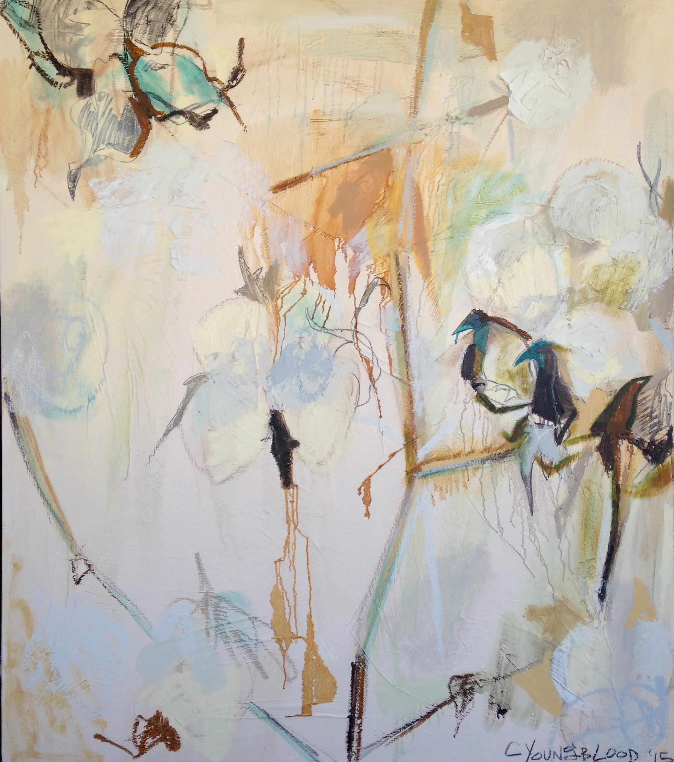 "Large Pale Cotton Abstraction I"