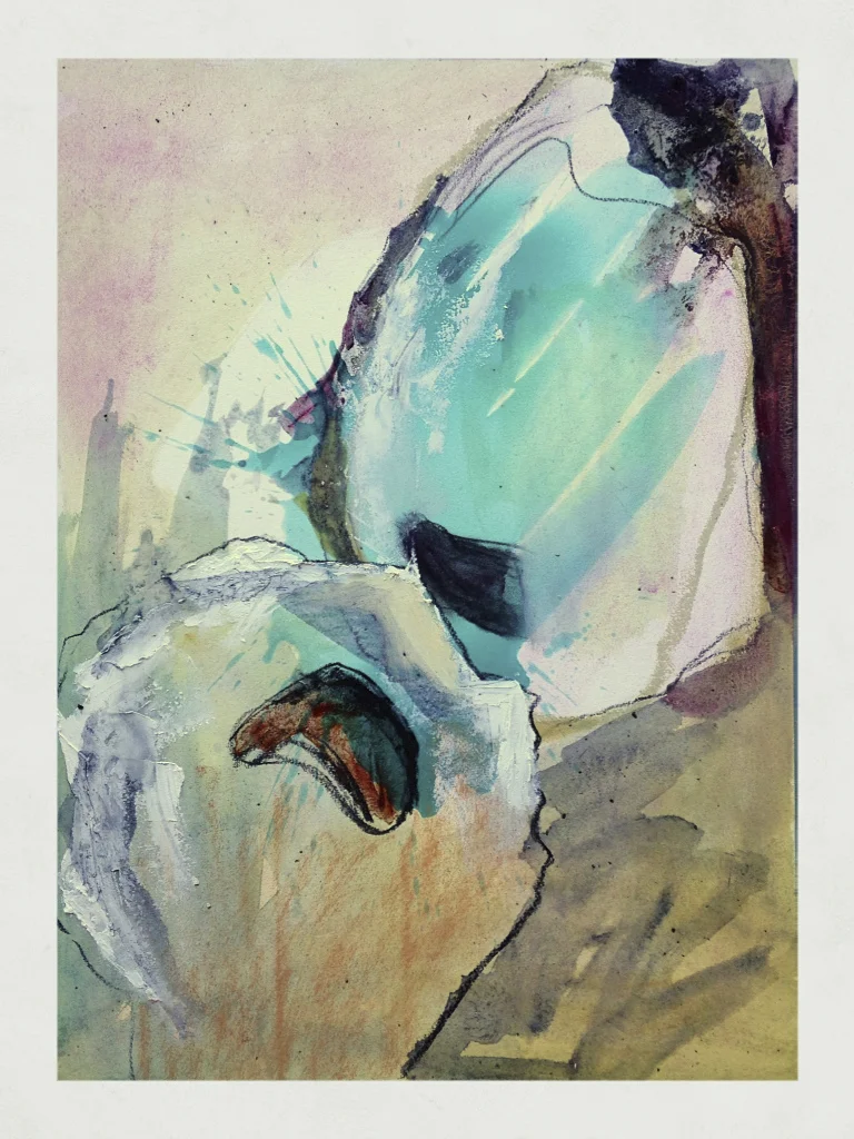 "Oyster on Oil Paper with Turquoise Splash" (2 of 4)