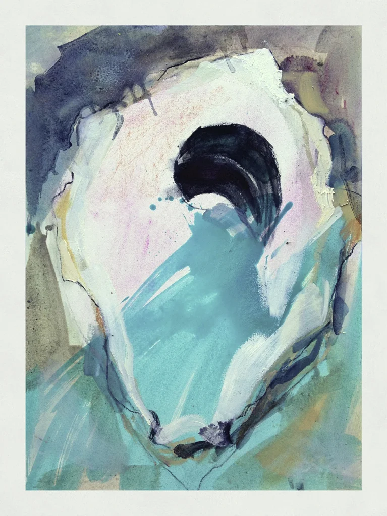 "Oyster on Oil Paper with Turquoise Splash" (4 of 4)