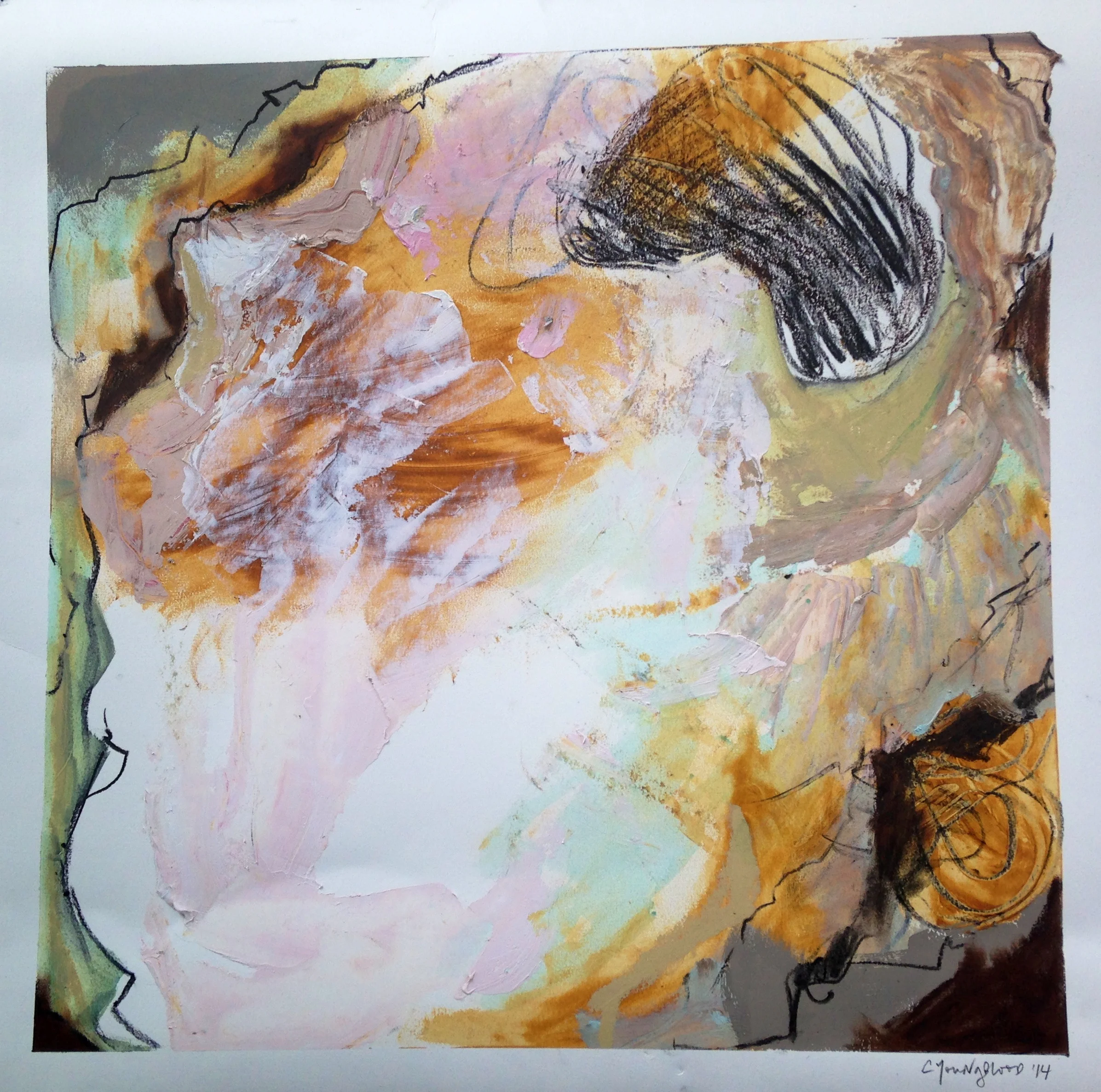 "Oyster on Oil Paper with Pastels IV"