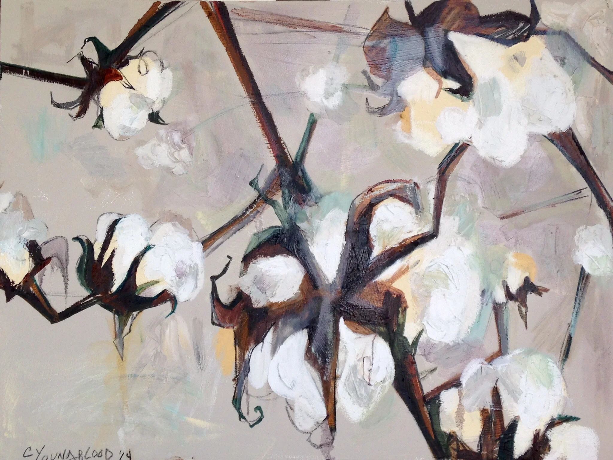 "Medium Neutral Cotton Stalks V"