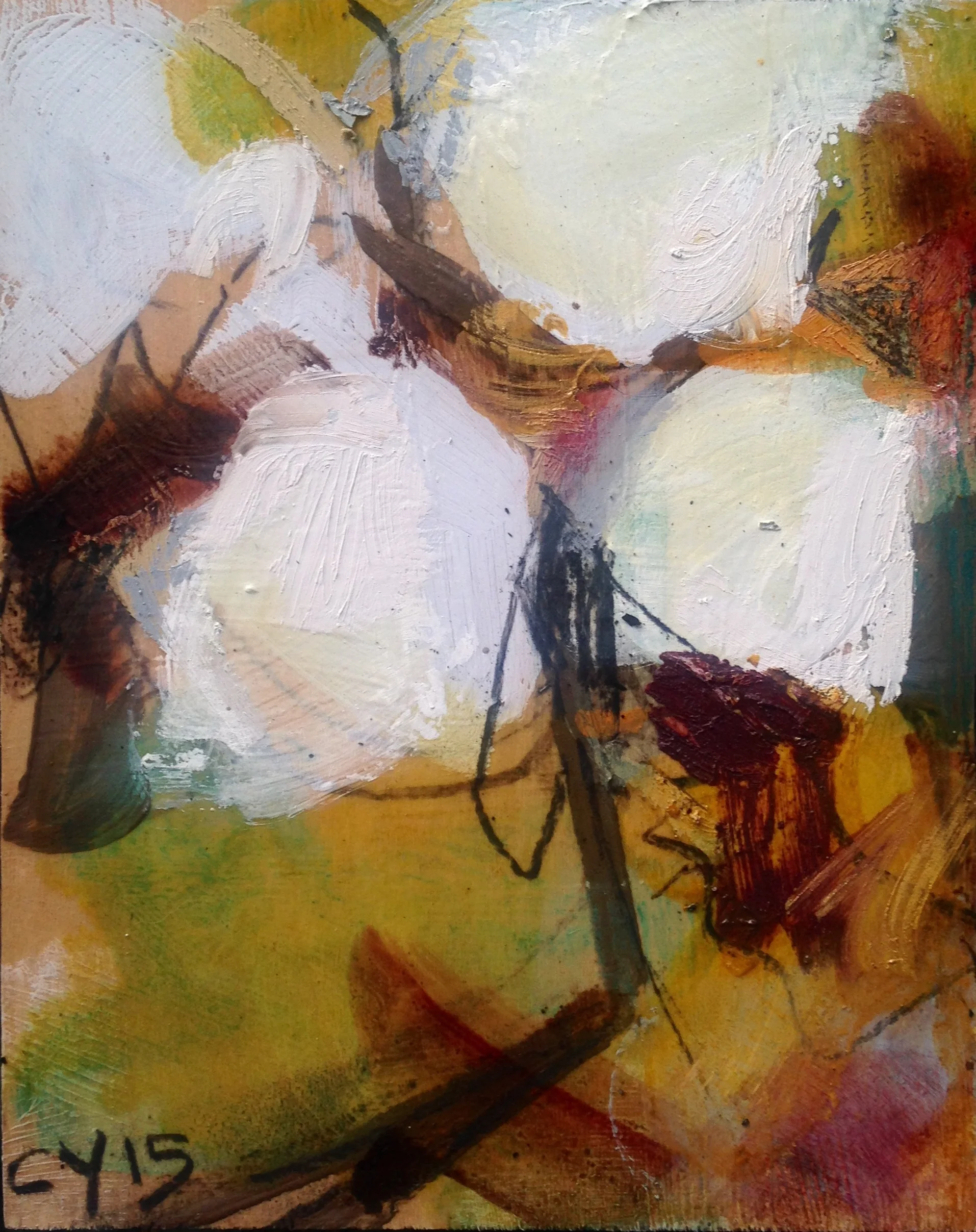 "Louisiana (Indian) Cotton on Wood Panel IV"