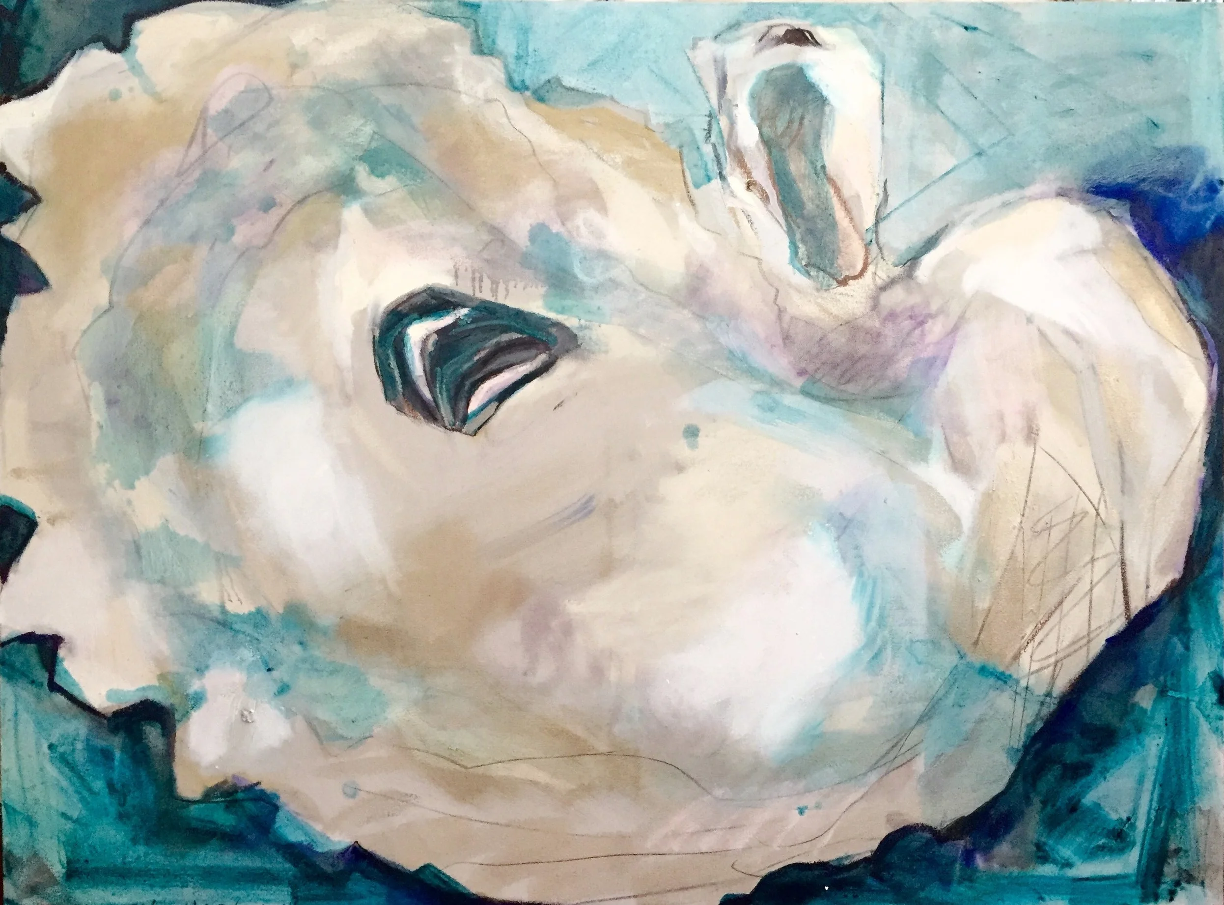 "Large Turquoise Louisiana Oyster I- September 2016"