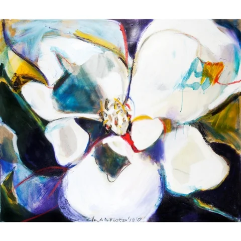 "Small Louisiana Magnolia and the Painted Bunting"