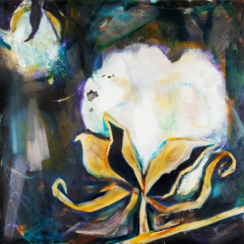 "Small Square Louisiana Cotton at Night"