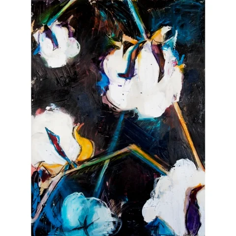 "Small Louisiana Cotton Stalks at Night"
