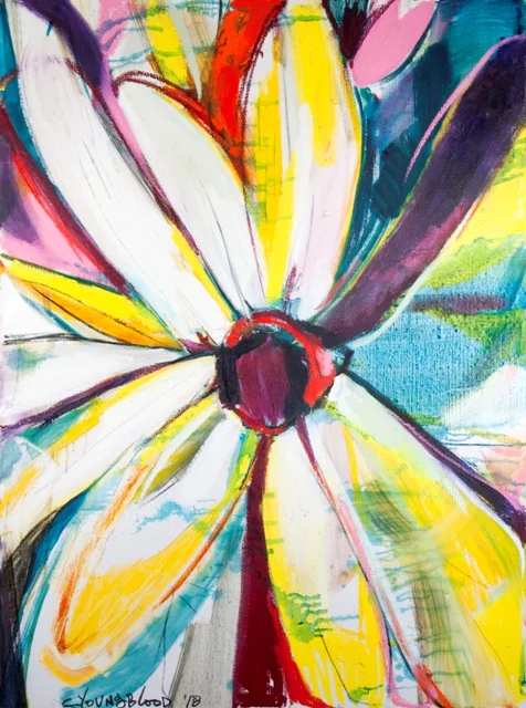 "Louisiana Zinnias Triptych" Panel III