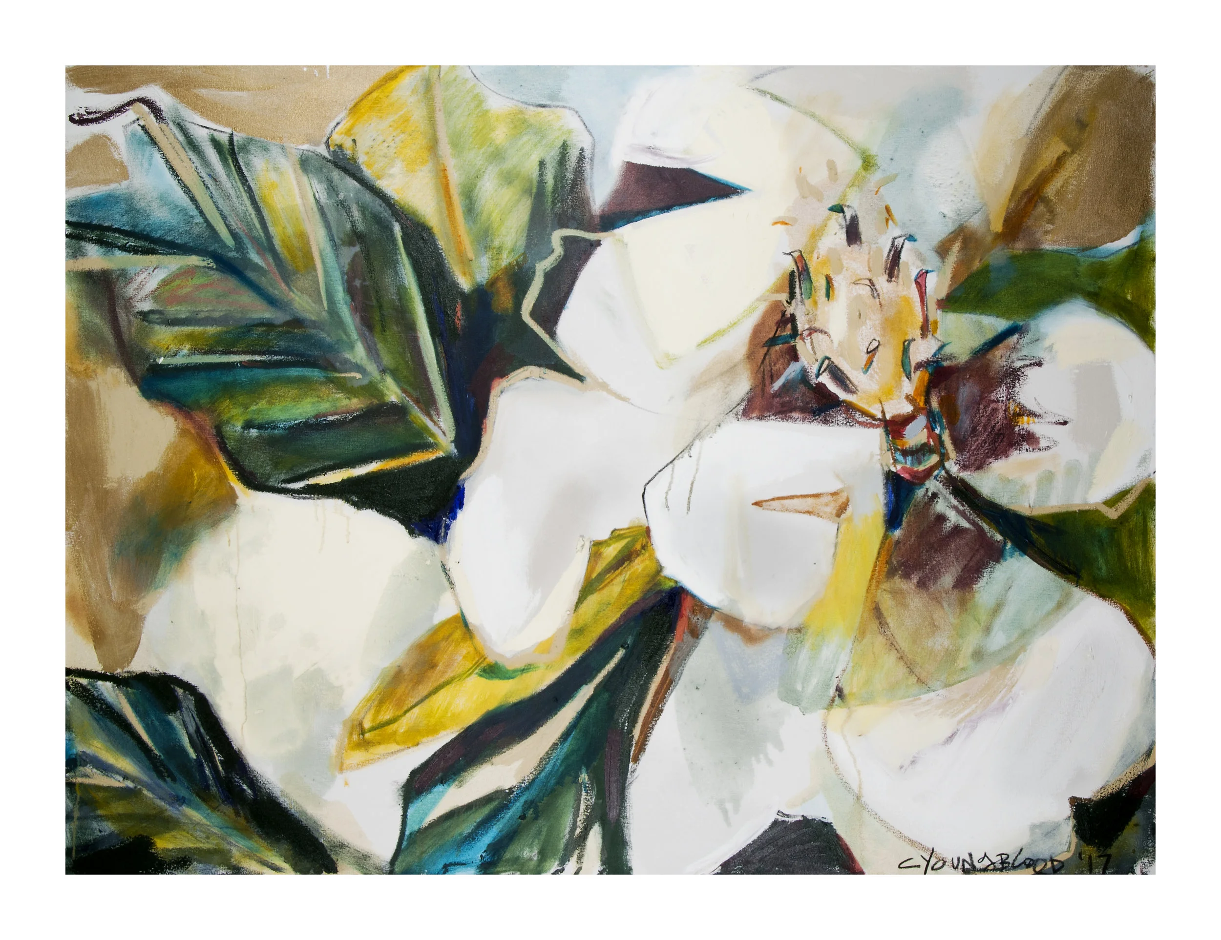 "Louisiana Magnolia with Metallic Gold"