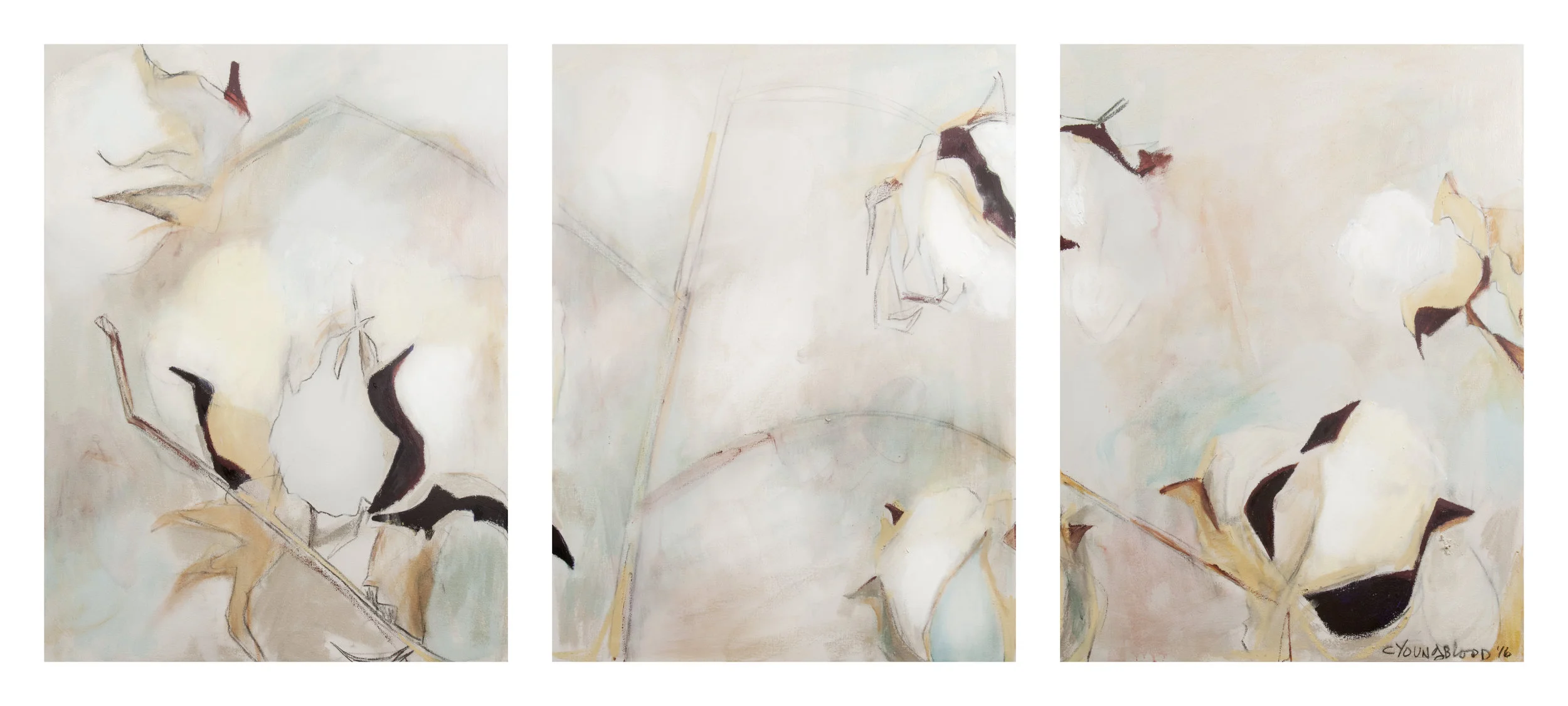 Pale Louisiana Coton Triptych