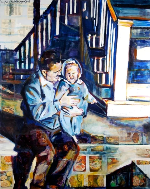 Louisiana Father and Daughter at the foot of the Stairs