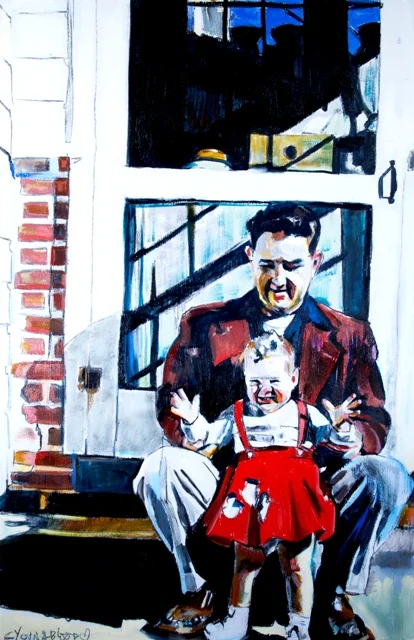"Louisiana Father with Baby in Red Dress"