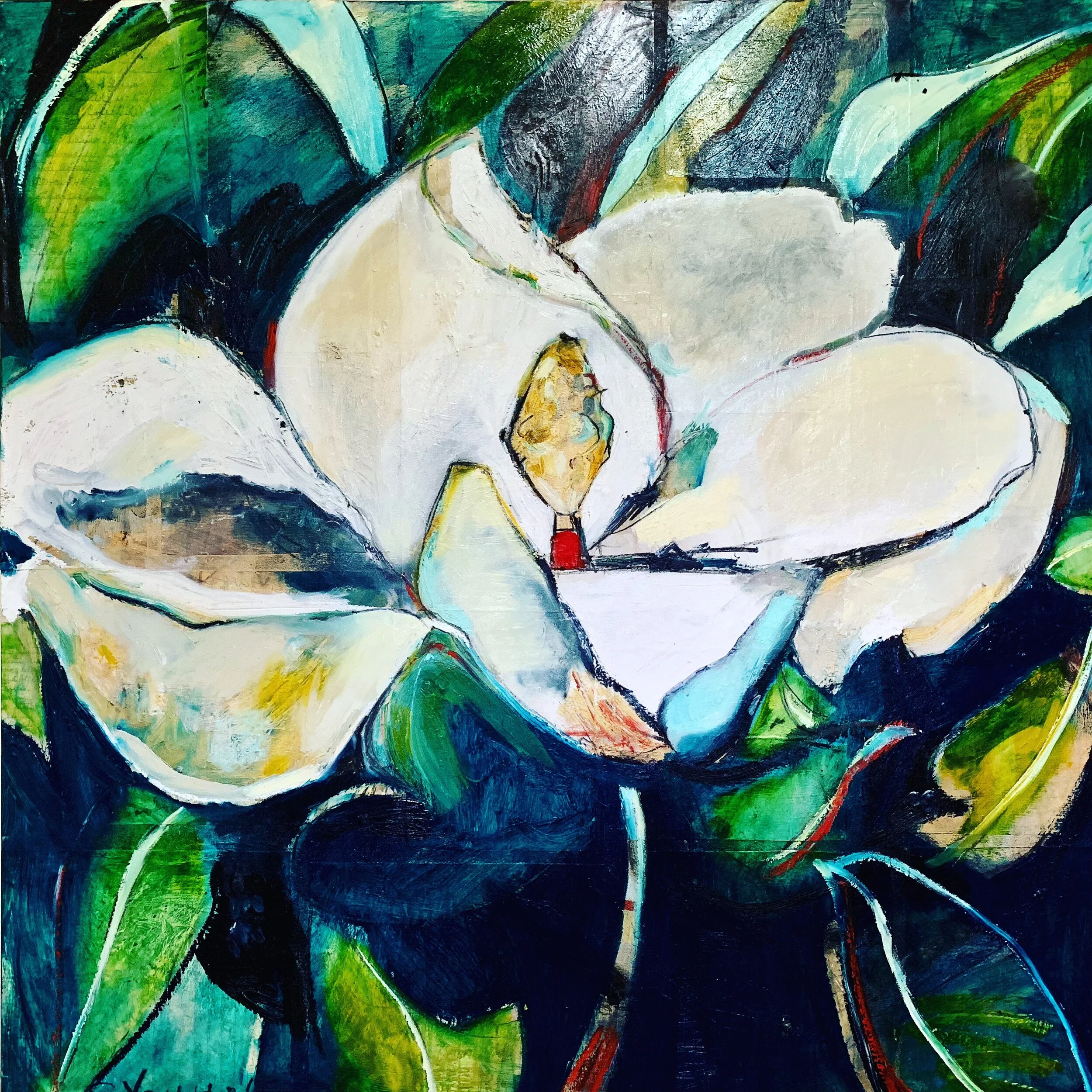 Louisiana Magnolia and the Painted Bunting with 1937 letter