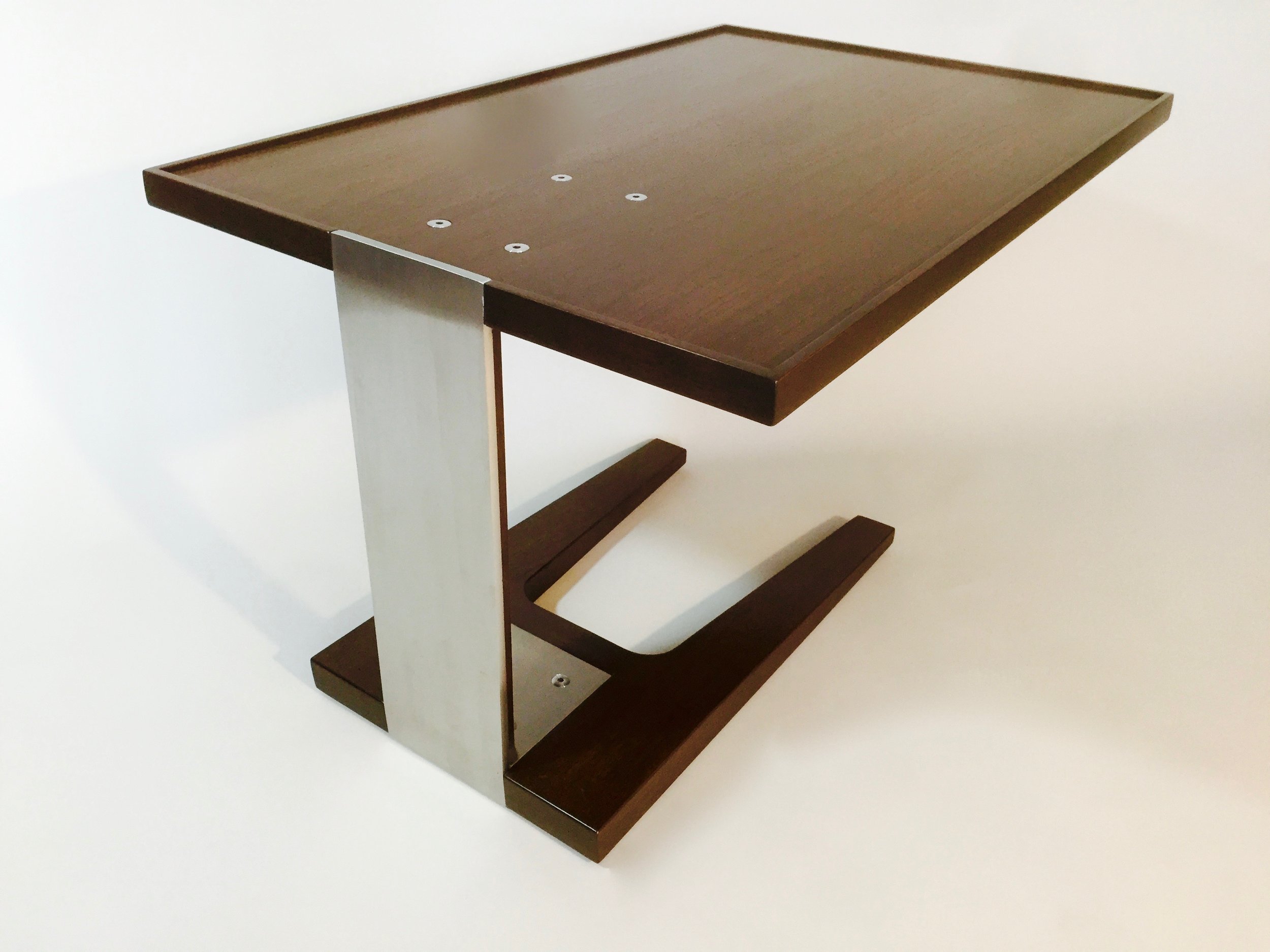  Sofa / Slide under table  Walnut and Stainless Steel  20" x 30" x 21"h 