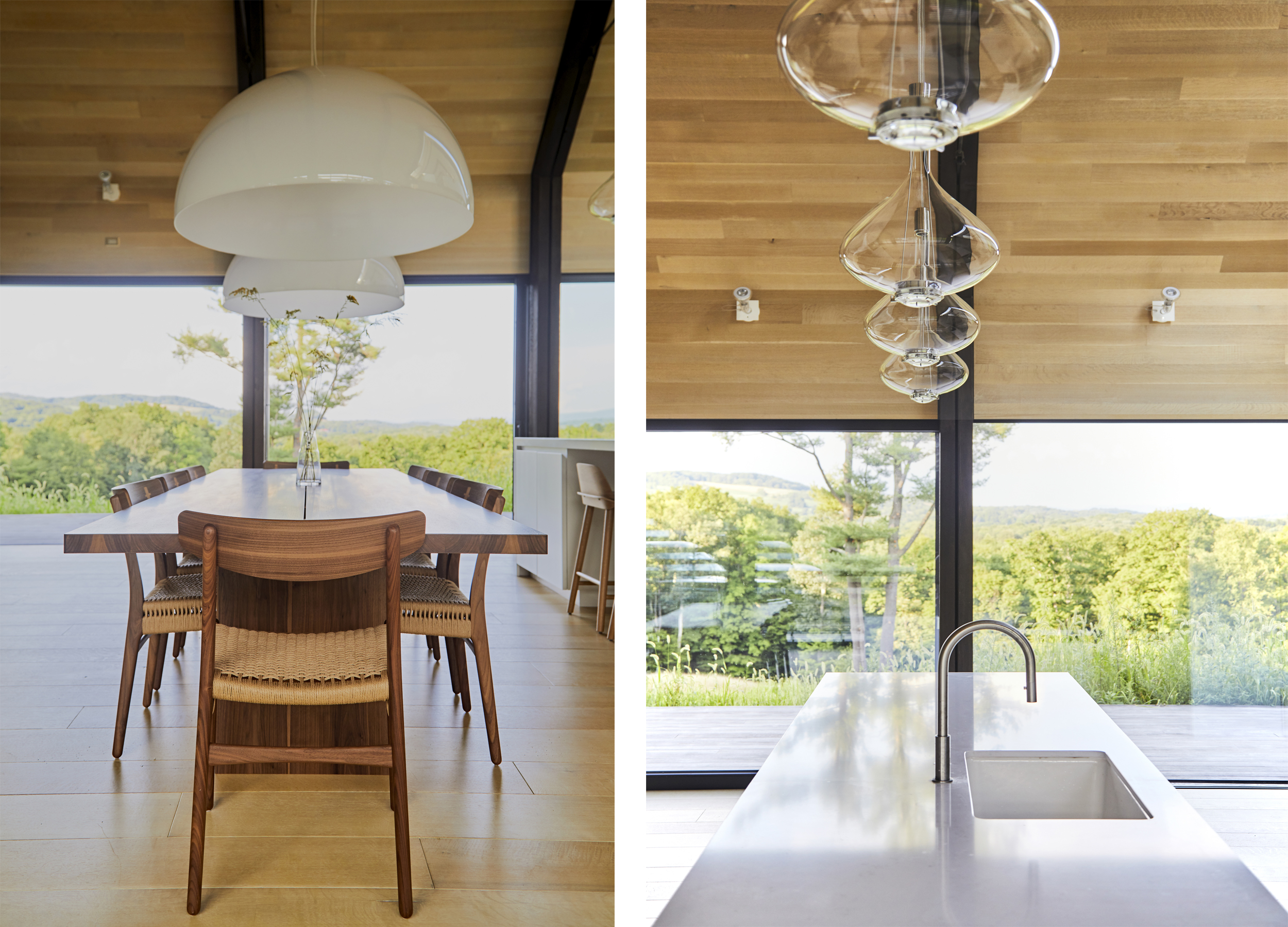 Pendants were carefully chosen and located in the large double-height living space to create functionally useful and beautiful symmetry lighting.