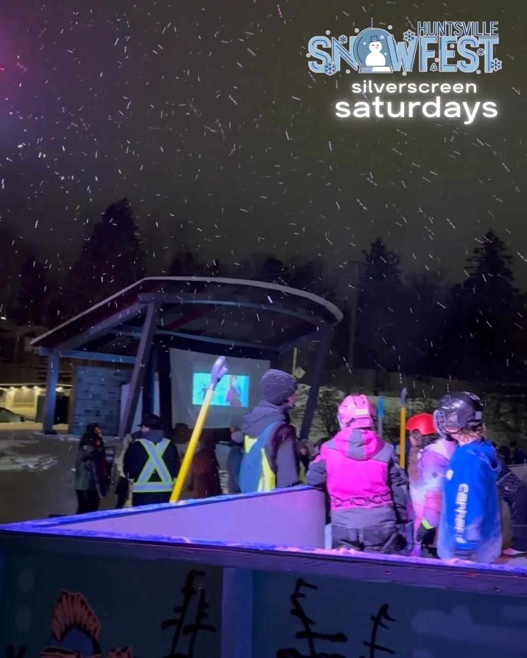 Silverscreen Saturday is happening tonight!
Grab your popcorn and hit the ice at the Cedar Canoe Books Ice Rink at River Mill Park!🍿🎬🎥

🗓️ 6-9PM
#outdoormovie #huntsvillesnowfest2026 #ThingsToDoInMuskoka 
Will we see you there????