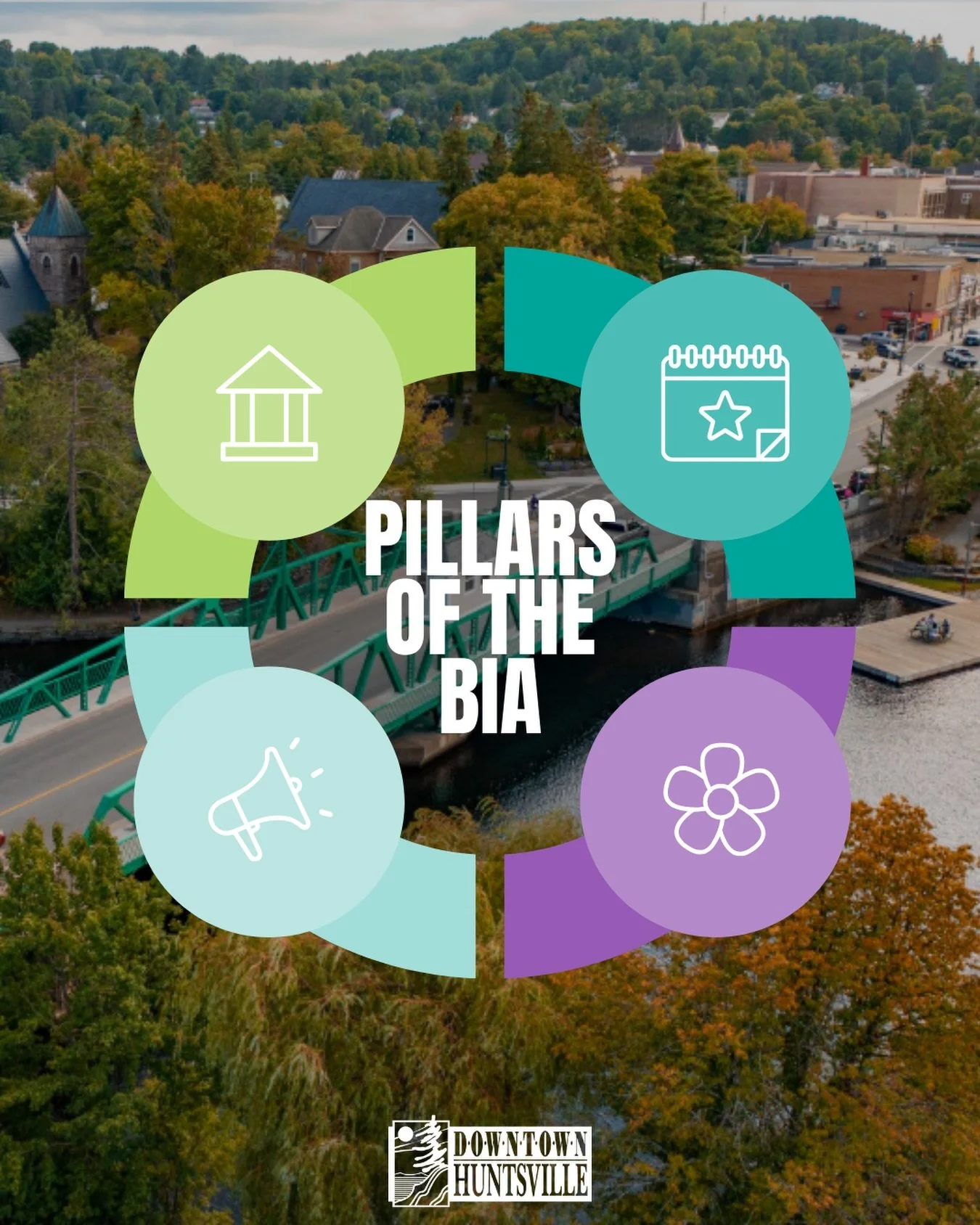 Everything we do as the Downtown Huntsville BIA connects to one of four pillars:

✔ Governance &ndash; providing leadership &amp; oversight
✔ Events &ndash; bringing energy &amp; activation to downtown
✔ Marketing &ndash; promoting our businesses &am