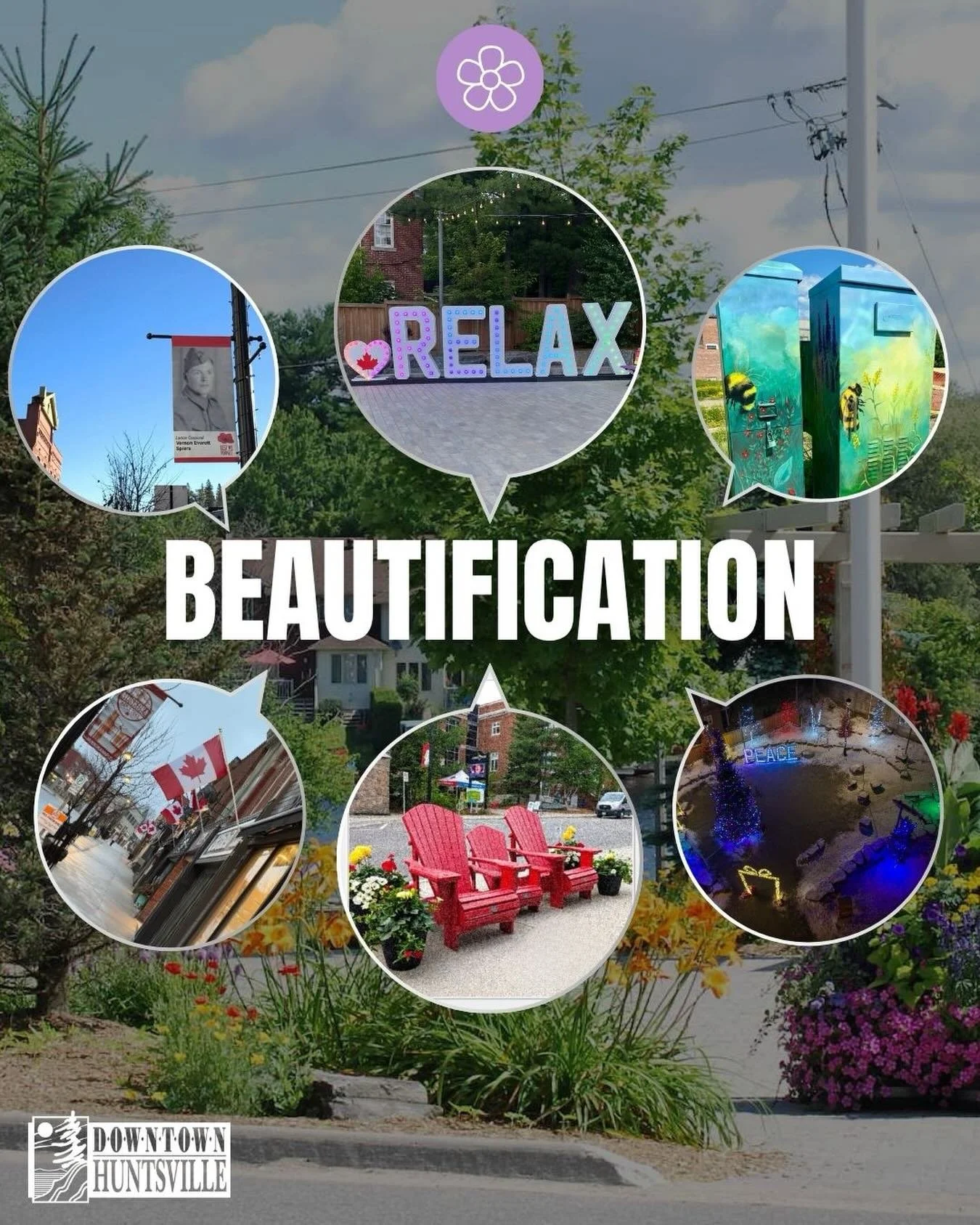 🌿 BIA 101: Beautification

Atmosphere matters, and it doesn&rsquo;t happen by accident.

From vibrant murals on electrical boxes 🎨 to glowing winter lights ✨, from streets lined with Canadian flags to Muskoka-style seating and planters 🌸 every det