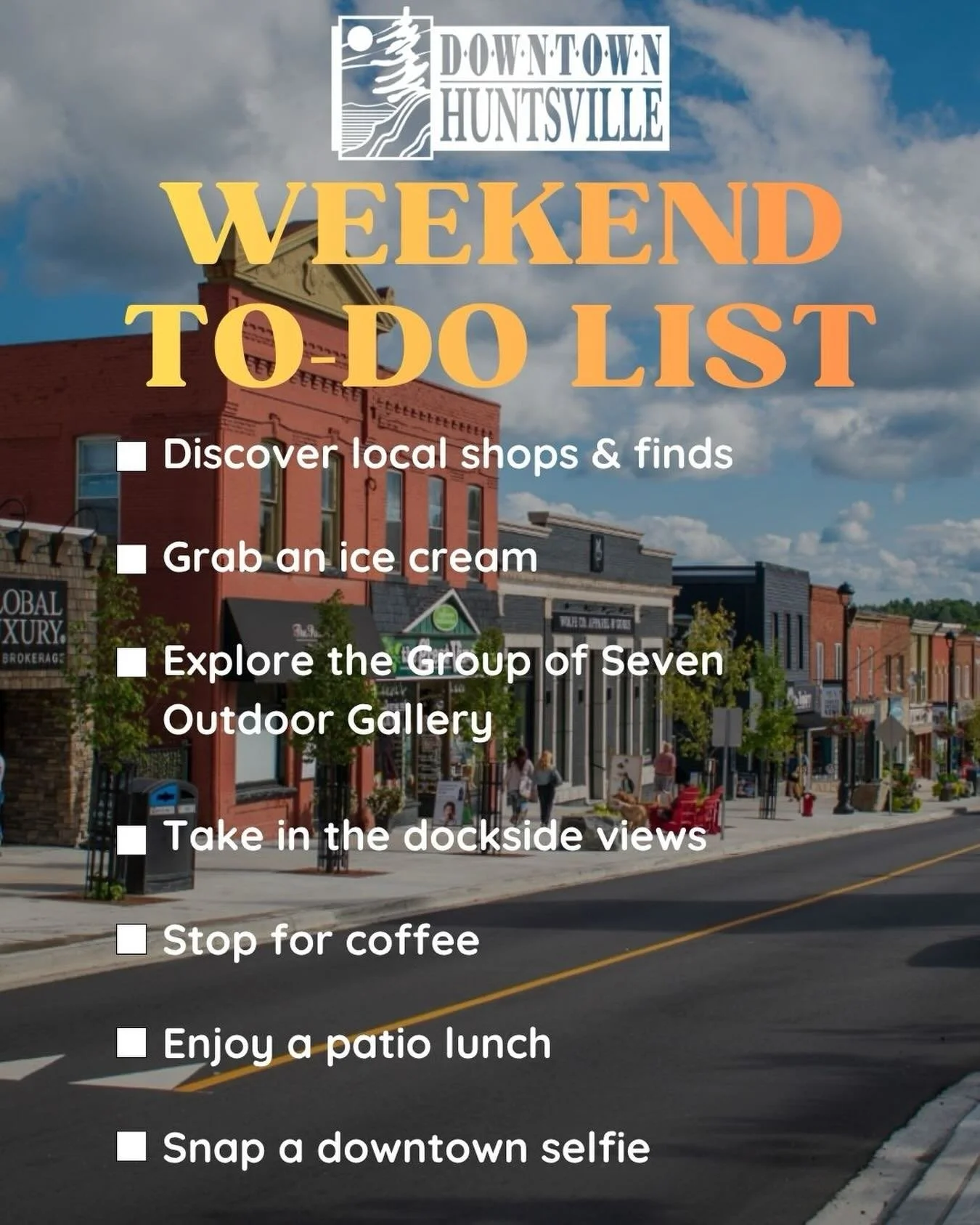 Weekend plans? Downtown Huntsville has you covered. ☀️

Spend the day discovering local shops &amp; finds, grabbing an ice cream, exploring the world-famous Group of Seven Outdoor Gallery, relaxing by the docks, stopping for coffee, enjoying a patio 