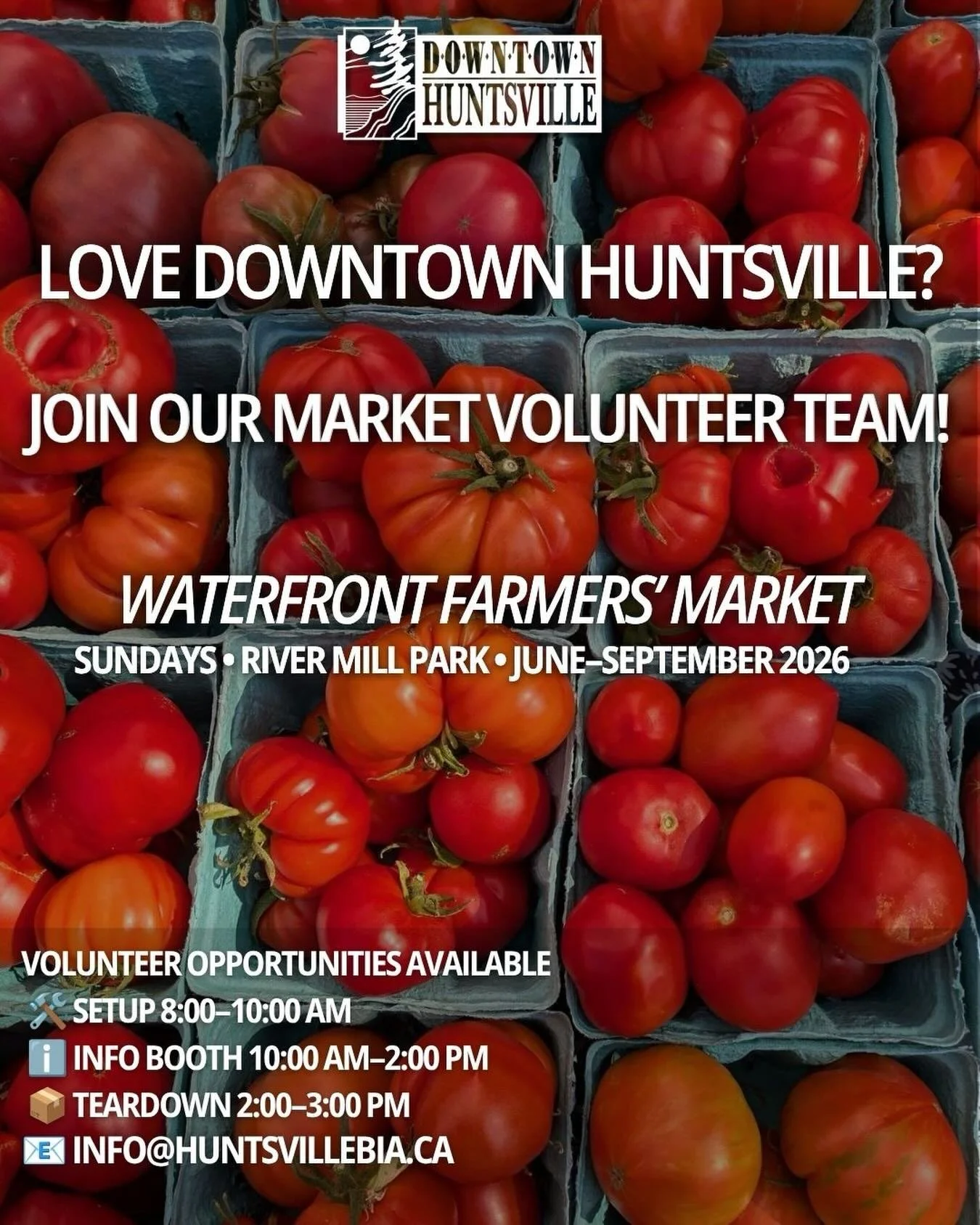 ❤️ Love Downtown Huntsville?🥰

We&rsquo;re looking for volunteers to help make the Waterfront Farmers&rsquo; Market a success this season!

Whether you enjoy meeting people, sharing information about our community, helping with setup, or lending a h