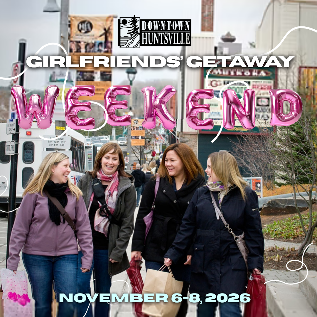 women walking down street laughing girlfriends getaway weekend