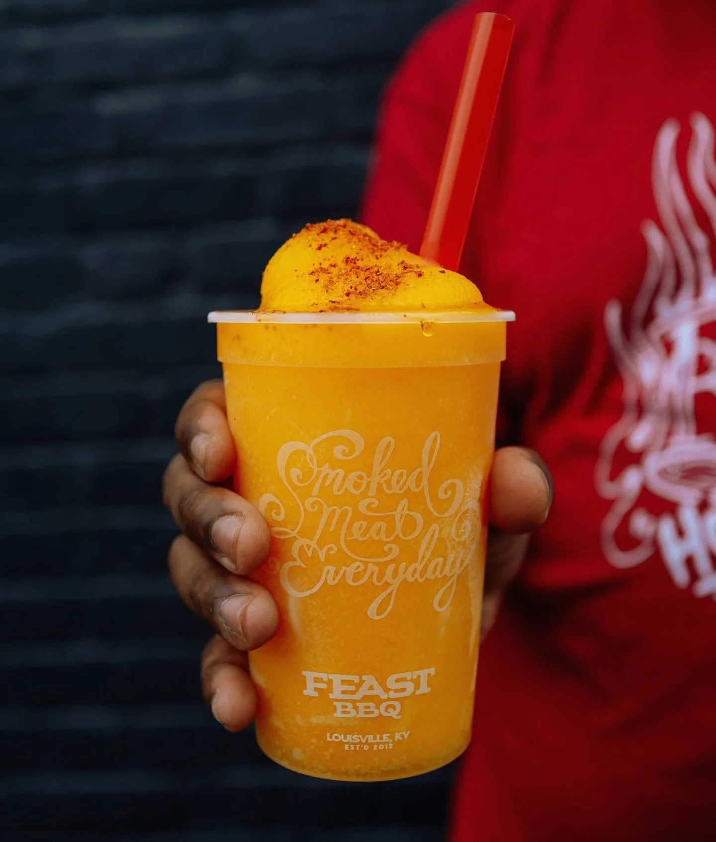 The MangoRita is our featured slushy of the month, curated specifically for the transition into warmer weather in NuLu. This rotation is tequila-based and refreshing, offering a sharp contrast to the rich flavors of our pulled pork and brisket.