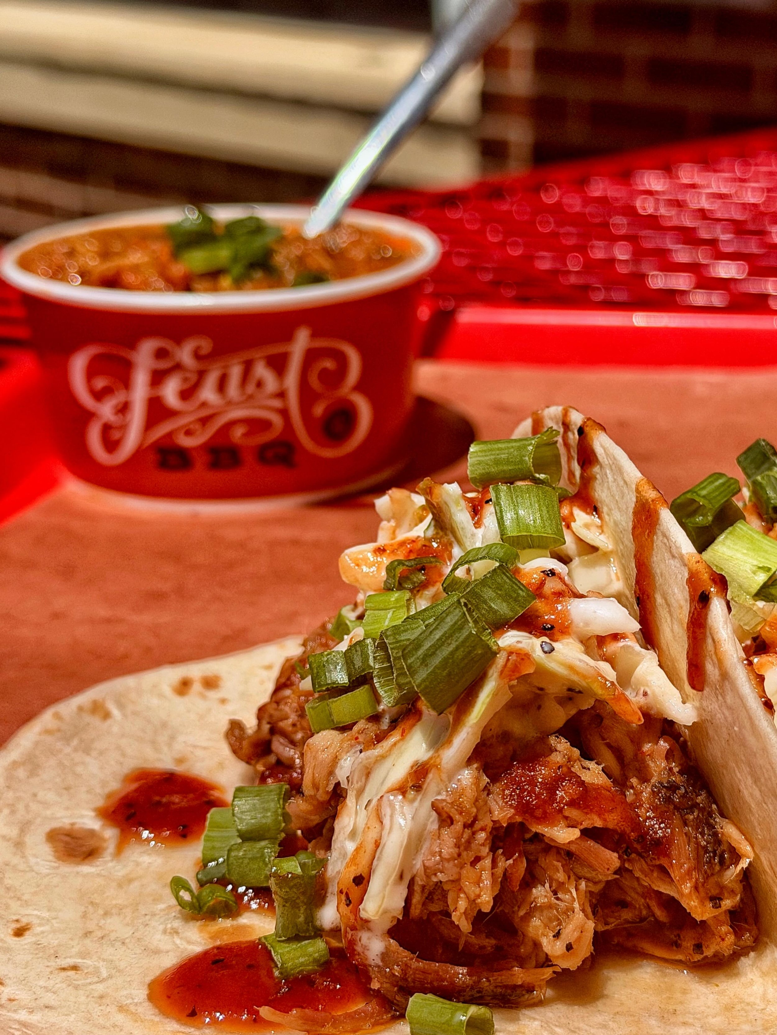 Our pulled pork is consistent and tender - and pretty much perfect for an afternoon taco break.

Not hungry? Take advantage of the new Feast Pitstop. Every day from 2PM to 5PM, any beer gets a free upgrade to our 20oz souvenir cup and slushy upgrades