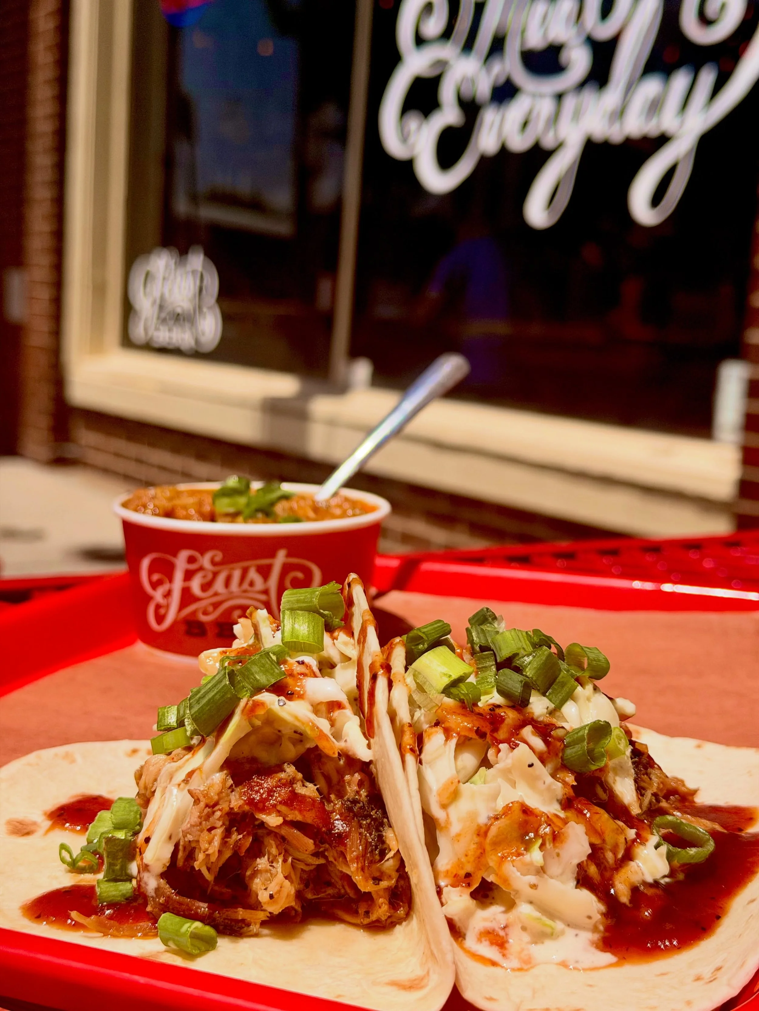 POV: you just ordered pulled pork BBQ tacos for lunch.