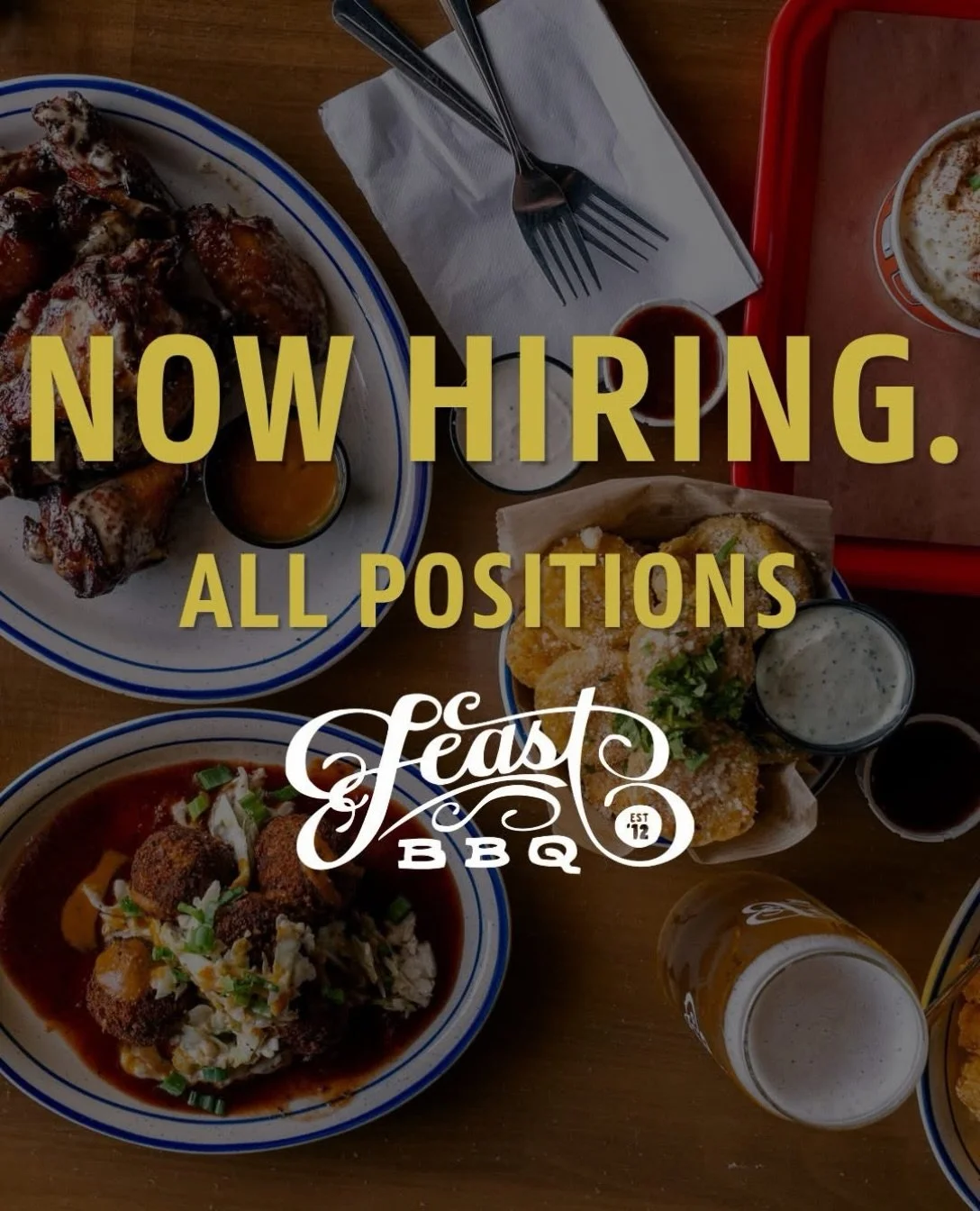 Feast BBQ is now hiring for multiple positions. Link in bio for more info.
