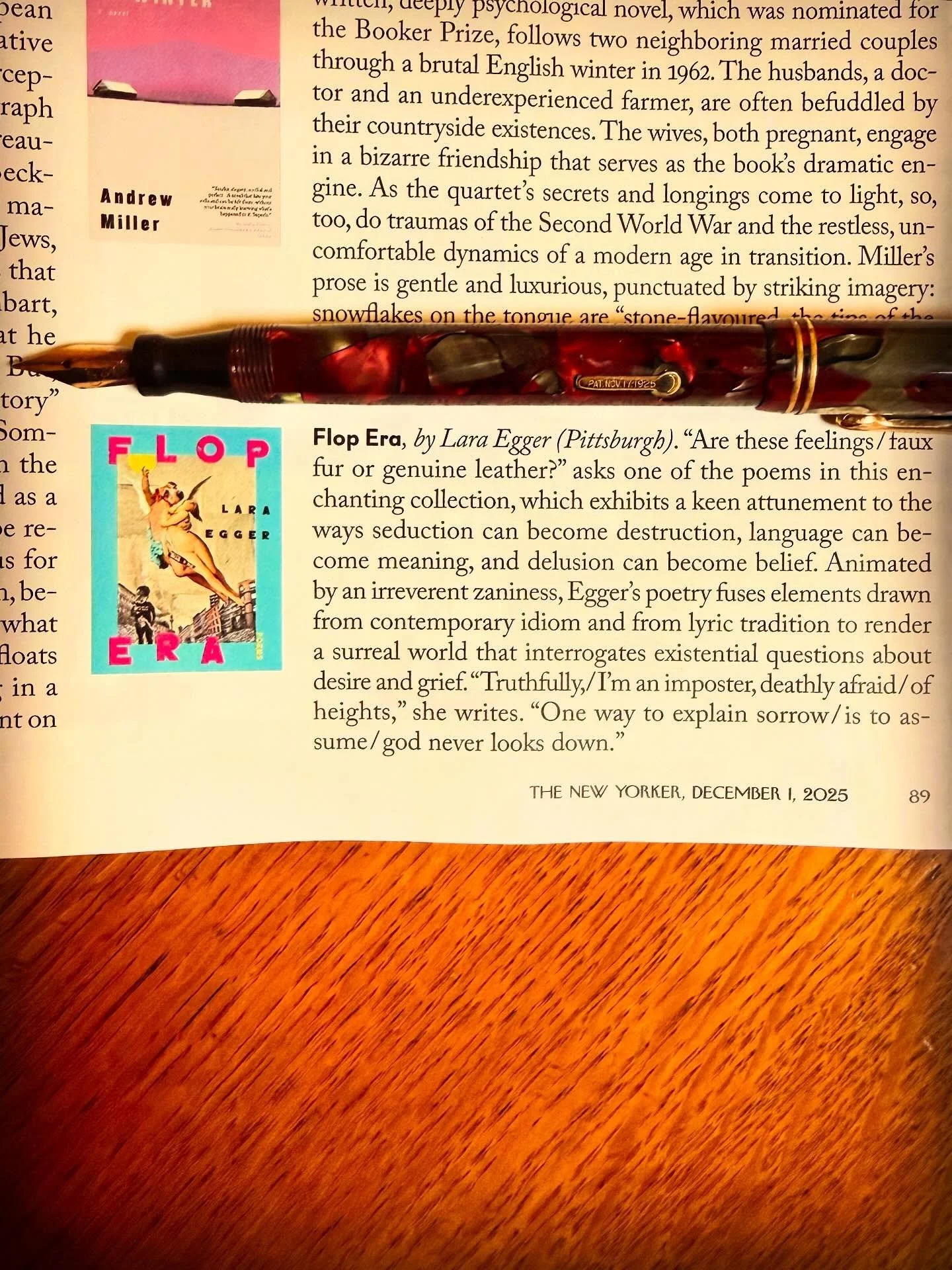 Lara Egger&rsquo;s new book, Flop Era, got a mention in The New Yorker. Take a look &hellip;

#globalpoetcult #poetsofinstagram  #writingpoetry #fountainpens #writesomething #instapoetry #instapoet #warrenwilsonmfa #poetryischurch  #poemoftheday #sur
