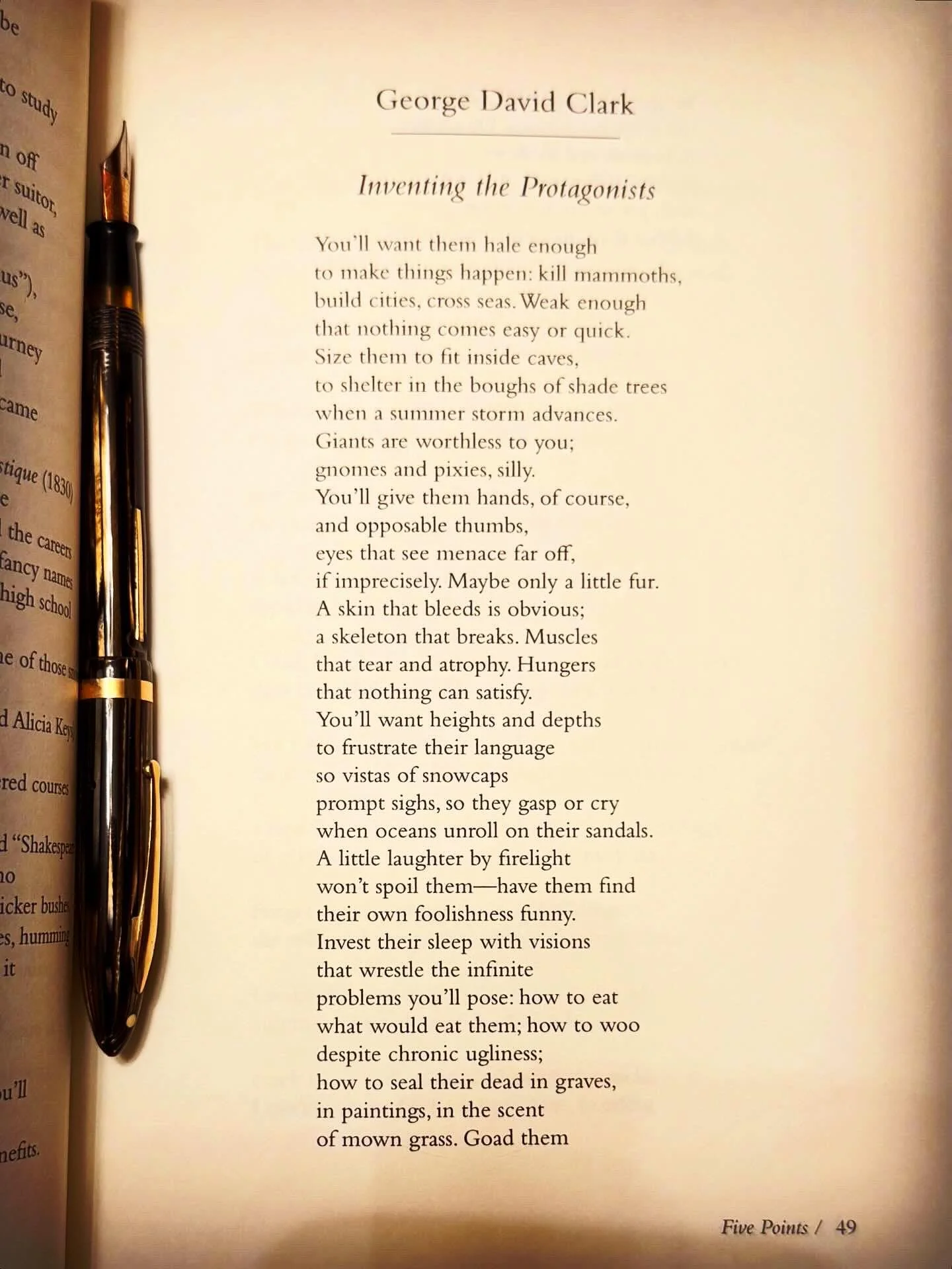 A poem by George David Clark in the current issue of Five Points.

#thewritinglife #poetsofinstagram #writesomething #cigaraficionado #fountainpens #vintagefountainpens#journaling #globalpoetcult #warrenwilsonmfa #poetryischurch #instapoem #instapoet