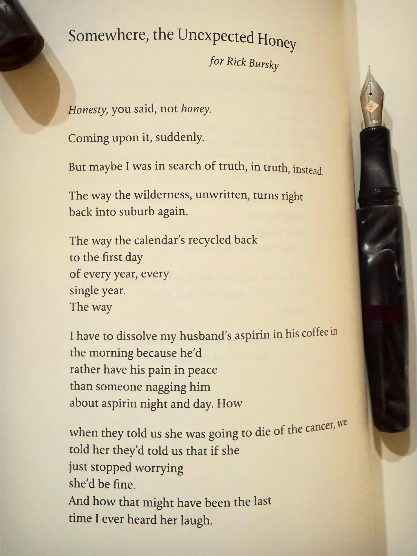 A poem by Laura Kasischke from her new book, I Was Bonnie &amp; Clyde. Like all of her other books, this one is wonderful. 

#thewritinglife #poemoftheday #fountainpen #cigaraficionado #lovetoread #modernpoetry #longlivepoetry #instapoetry #instapoet