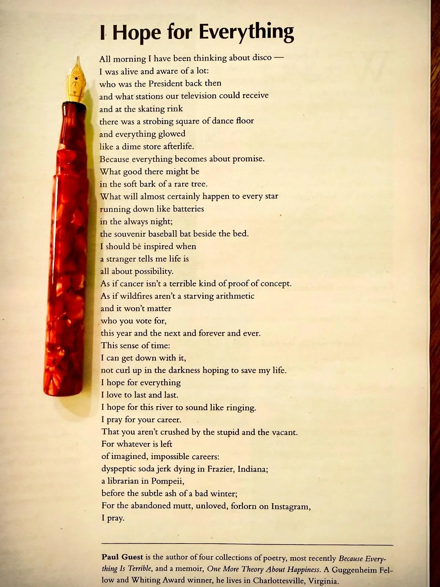 Paul Guest is a wonderful poet and he has two poems in the new American Poetry Review. This is one of them, so many wonderful lines.

#thewritinglife #poetry #poemoftheday #fountainpen #cigaraficionado  #lovetoread #modernpoetry #longlivepoetry #inst