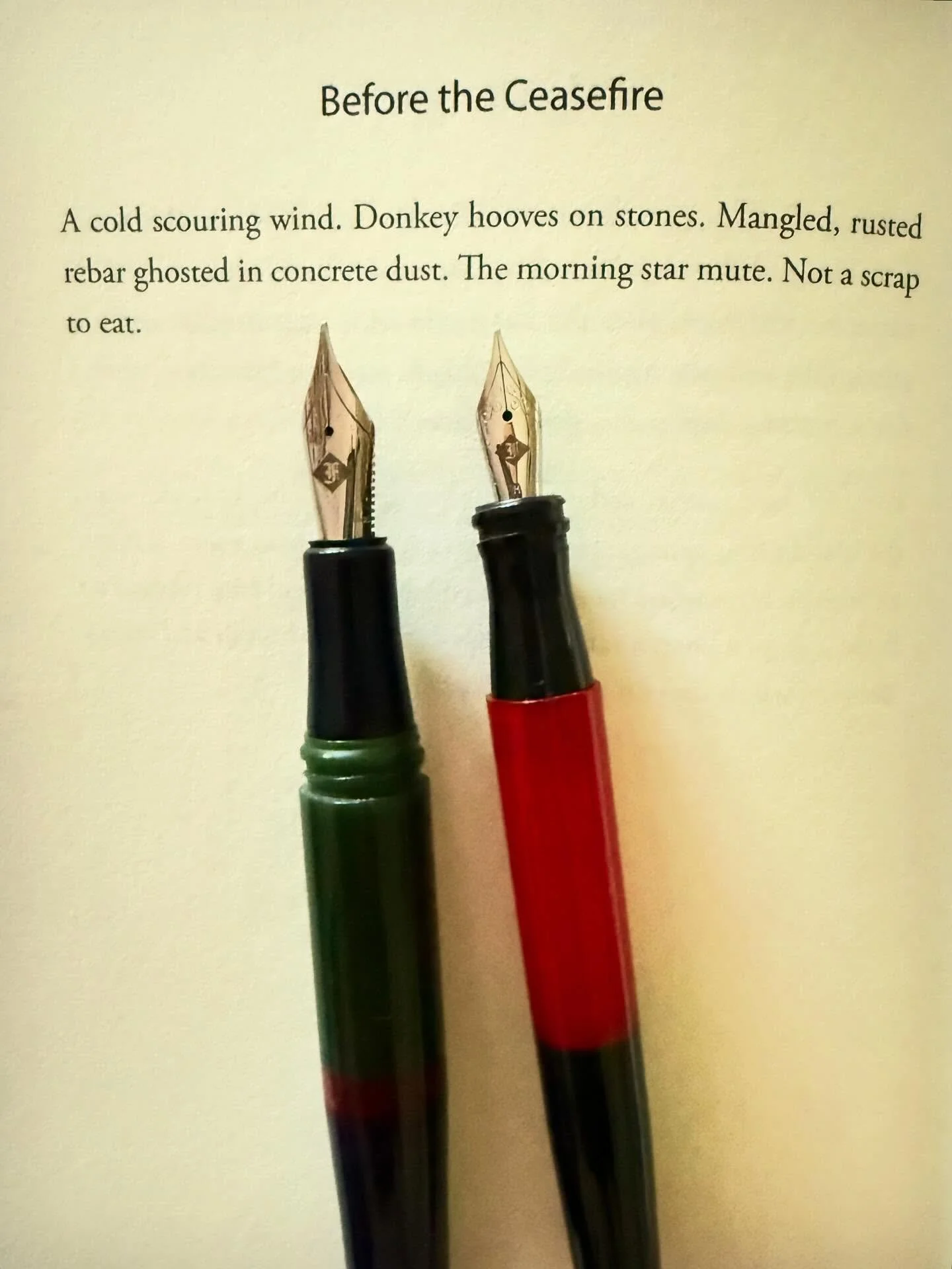This poem is by Eric Pankey from his new book, Lunar Calendar: New and Collected Prose Poems.  I typically steer clear of political poems, and this poem was written before the current war. But it has something to say about all wars. Oh, those are bot