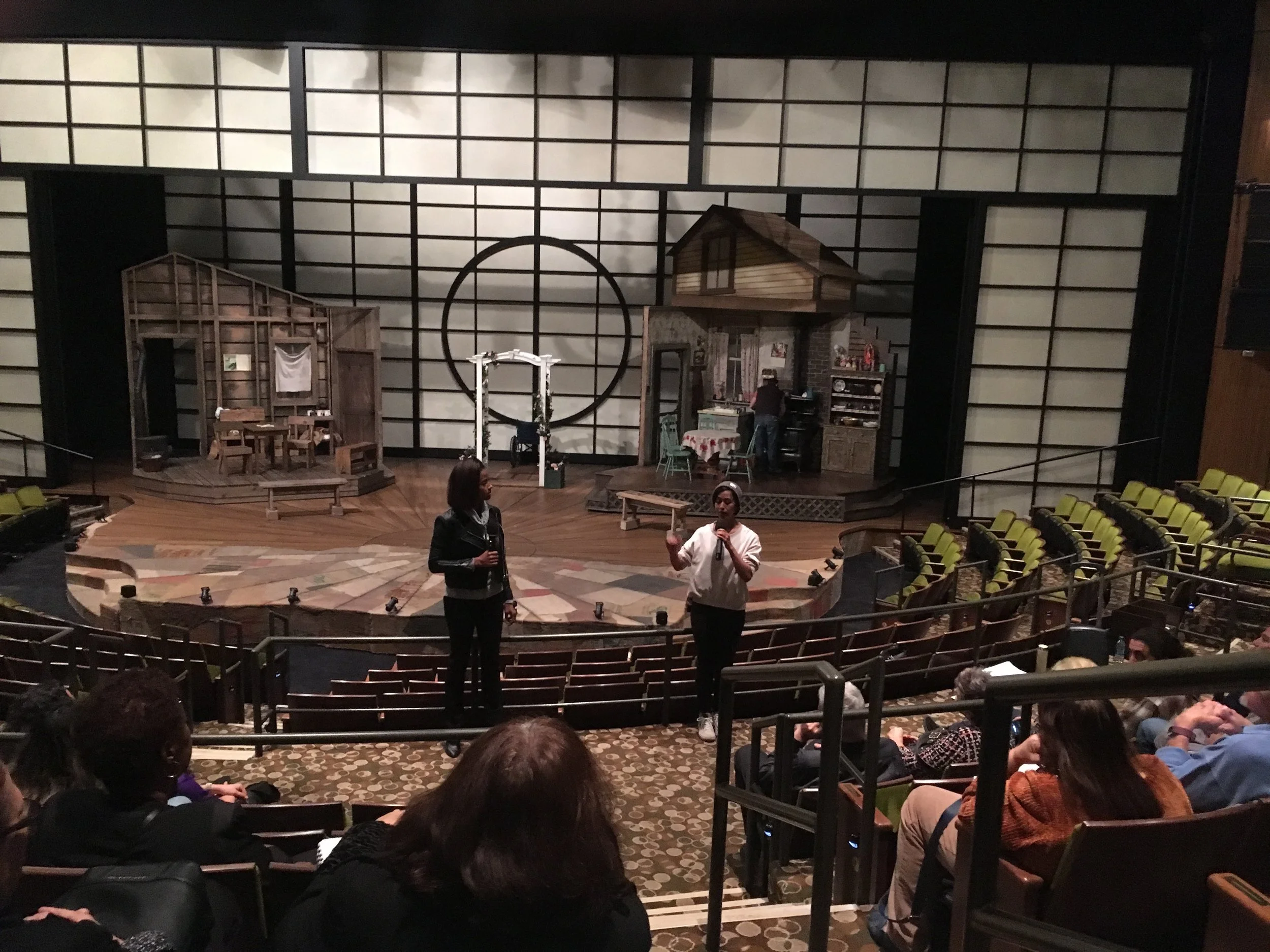 Post-Show Audience Engagement Conversations for Luis Valdez’s play, Valley of the Heart , at the Mark Taper Forum in Downtown Los Angeles. Photo by Jocelyn Lopez, pictured alongside Lakisha Michelle May (December 2018)