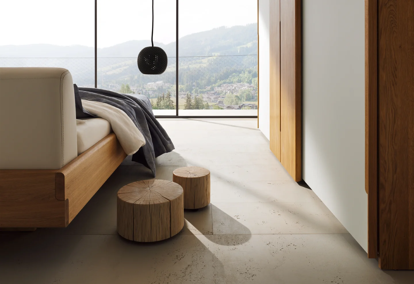 NOX bed The 3.9 cm thick natural wood bed sides with their S-shaped edge are characteristic of the nox bed. At the corners, the visible wood connections linking the bed sides combine to form an elegant S-line. Recessed foot panels let the nox bed appear to float. The bed's cleverly crafted, metal-free connections are exceedingly robust and easy to dismantle when moving to a new home. The nox headboard is available in two versions – in natural wood or upholstered with leather. The elegant lines of the bed sides are continued in the headboard. The nox leather bed head with contrasting decorative stitching can be used either as a head rest or a back support, for relaxed reading or sitting up straight. Text/Photos/Producer: TEAM 7 Design: Jacob Strobel 2010